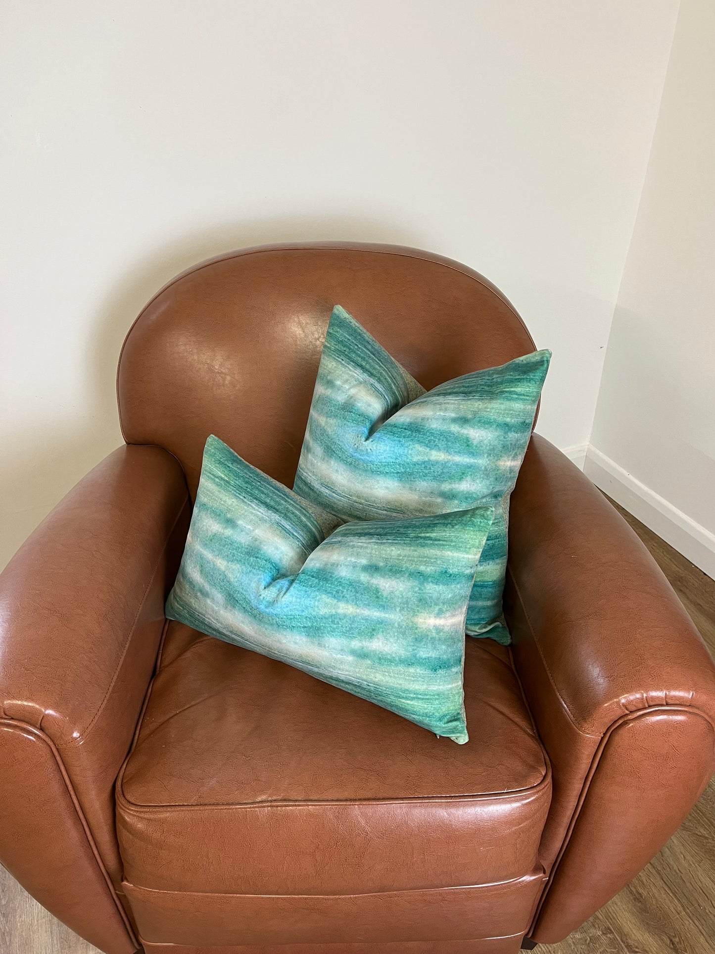 Emerald Sea Velvet and Harris Tweed Oblong Cushion