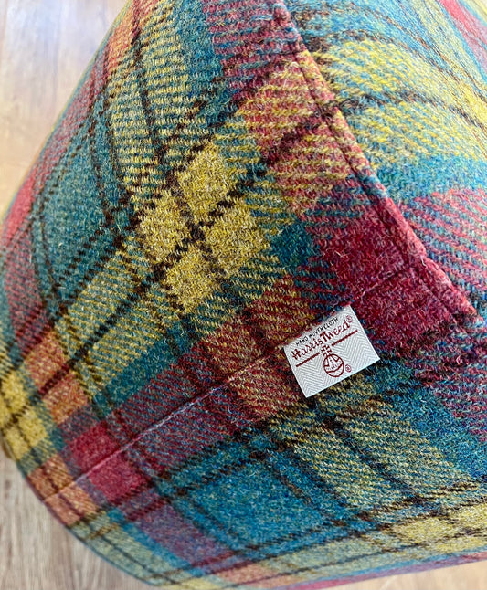 Green, Red & Mustard Tartan Harris Tweed Chunky Footstool
