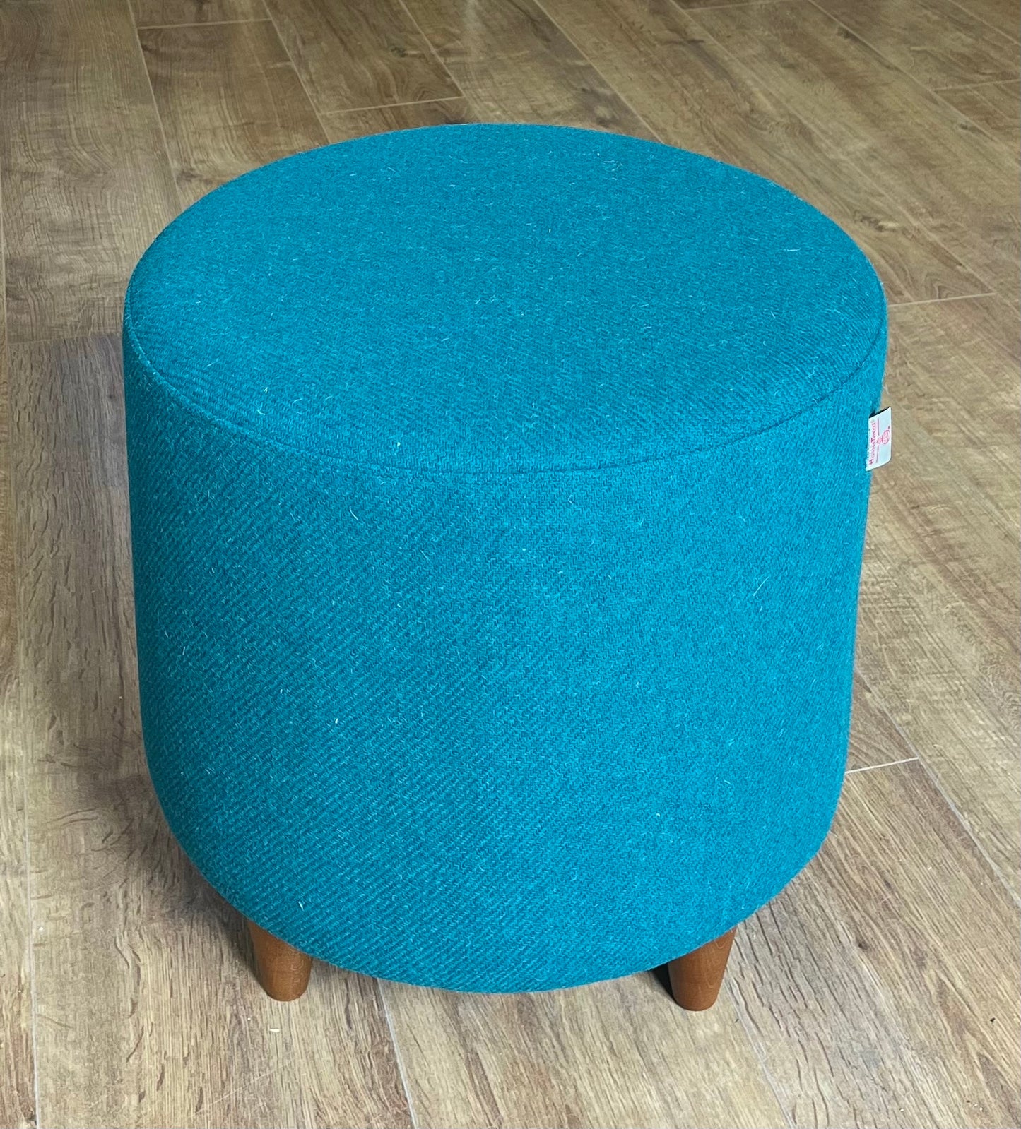 Teal Harris Tweed Chunky Table Footstool