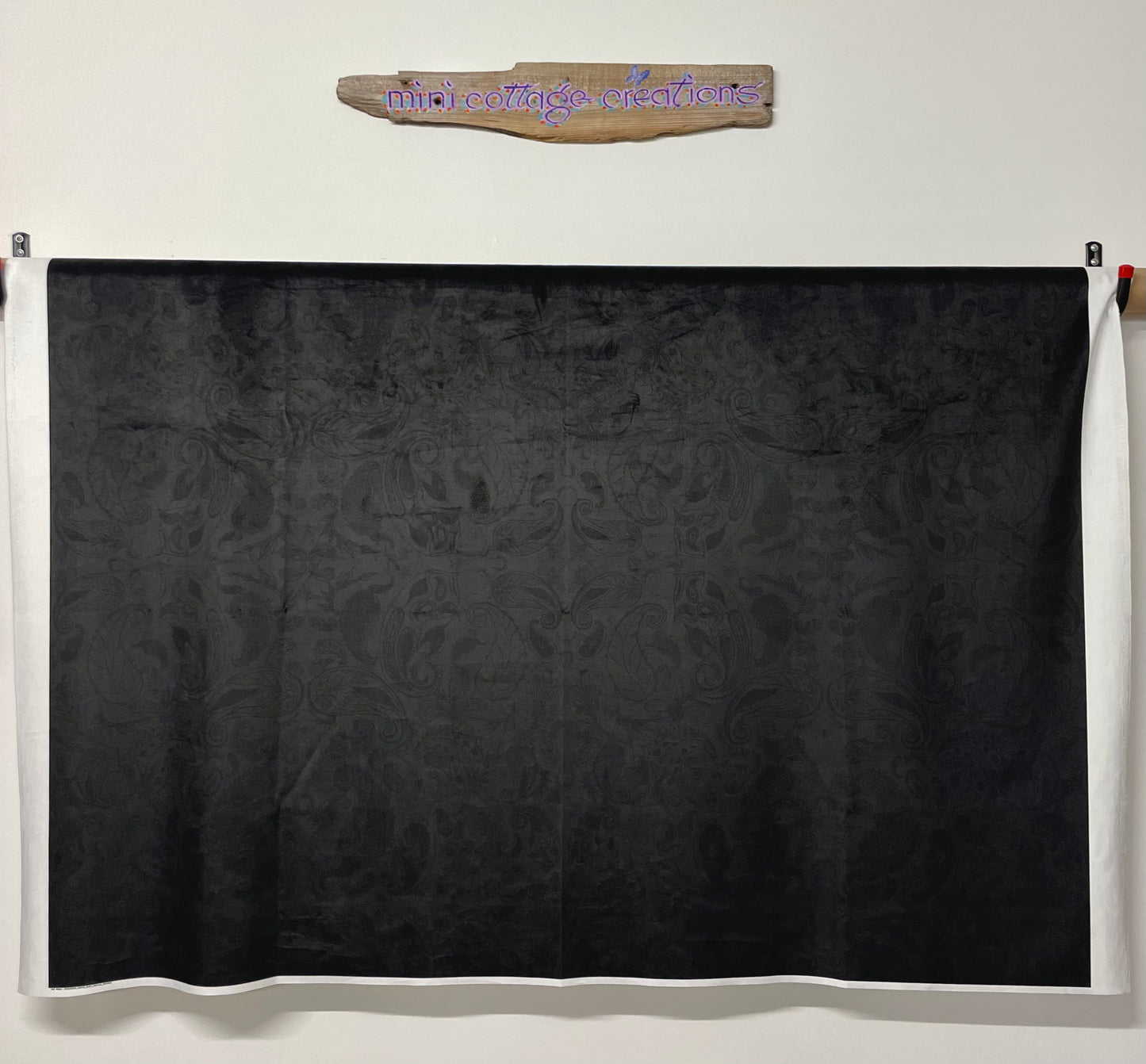 Black Paisley Print Velvet Cushion 20”