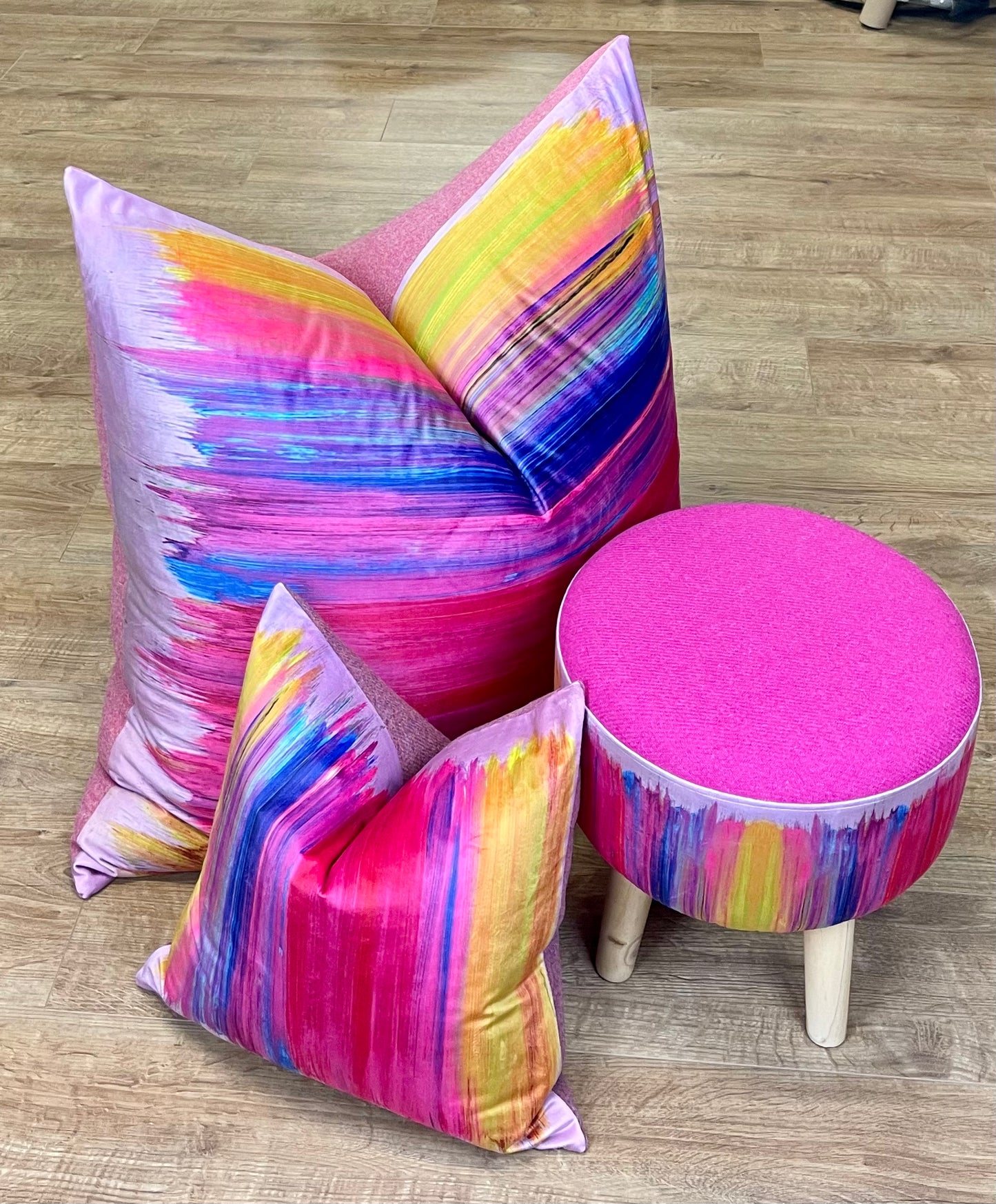 Massive Velvet and Harris Tweed Floor Cushion