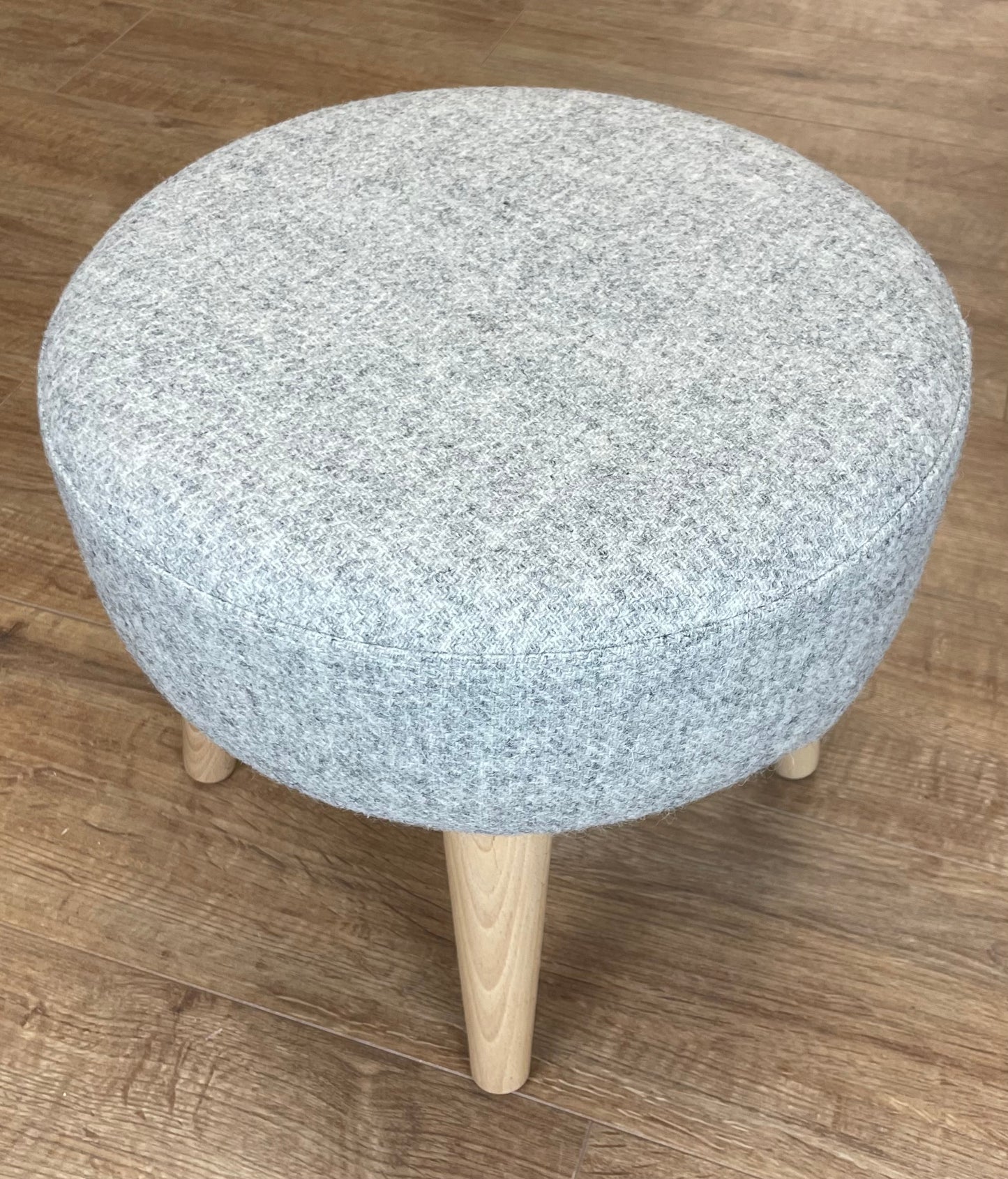 Small Light Grey Harris Tweed Footstool