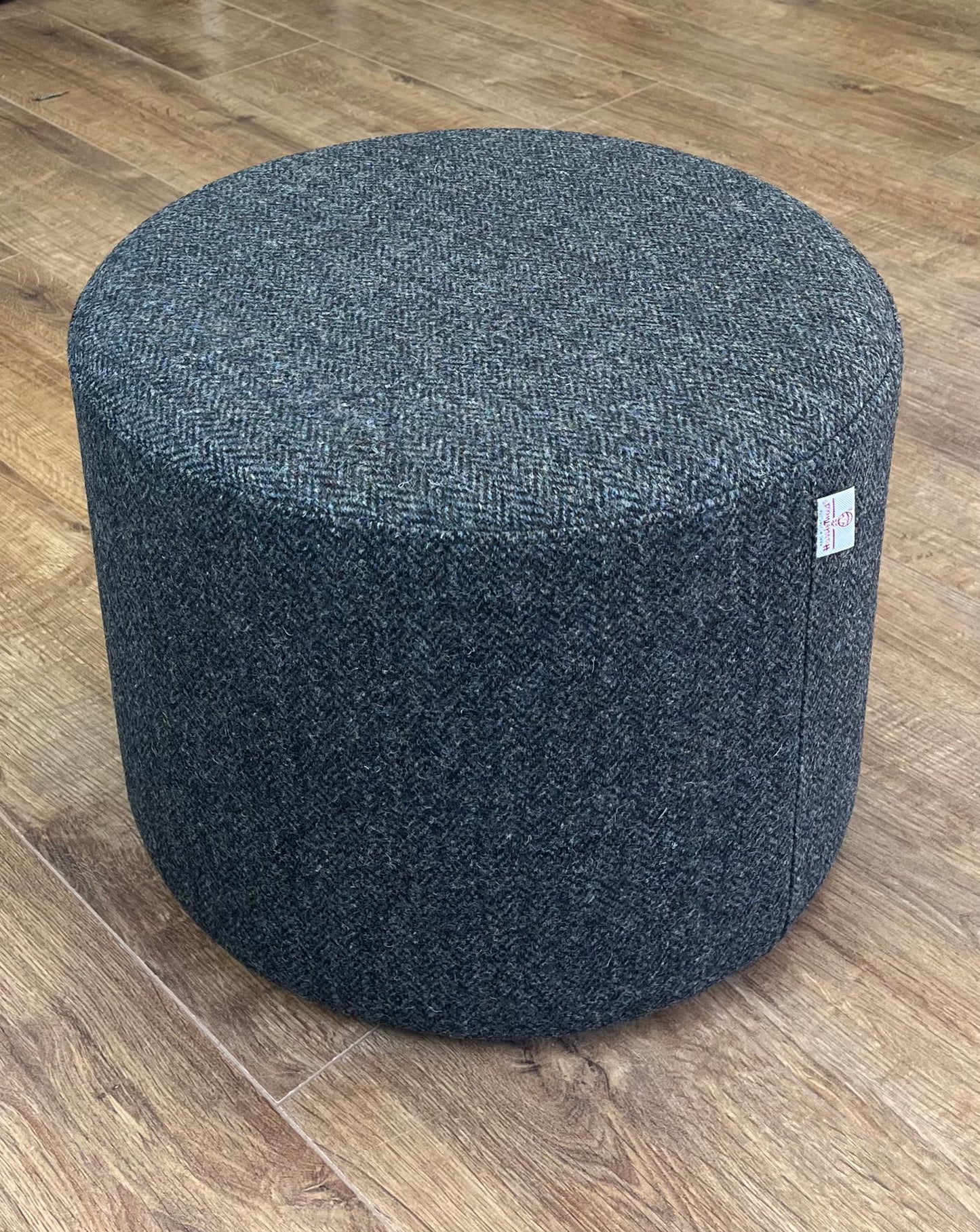 Charcoal Herringbone Harris Tweed Floating Footstool