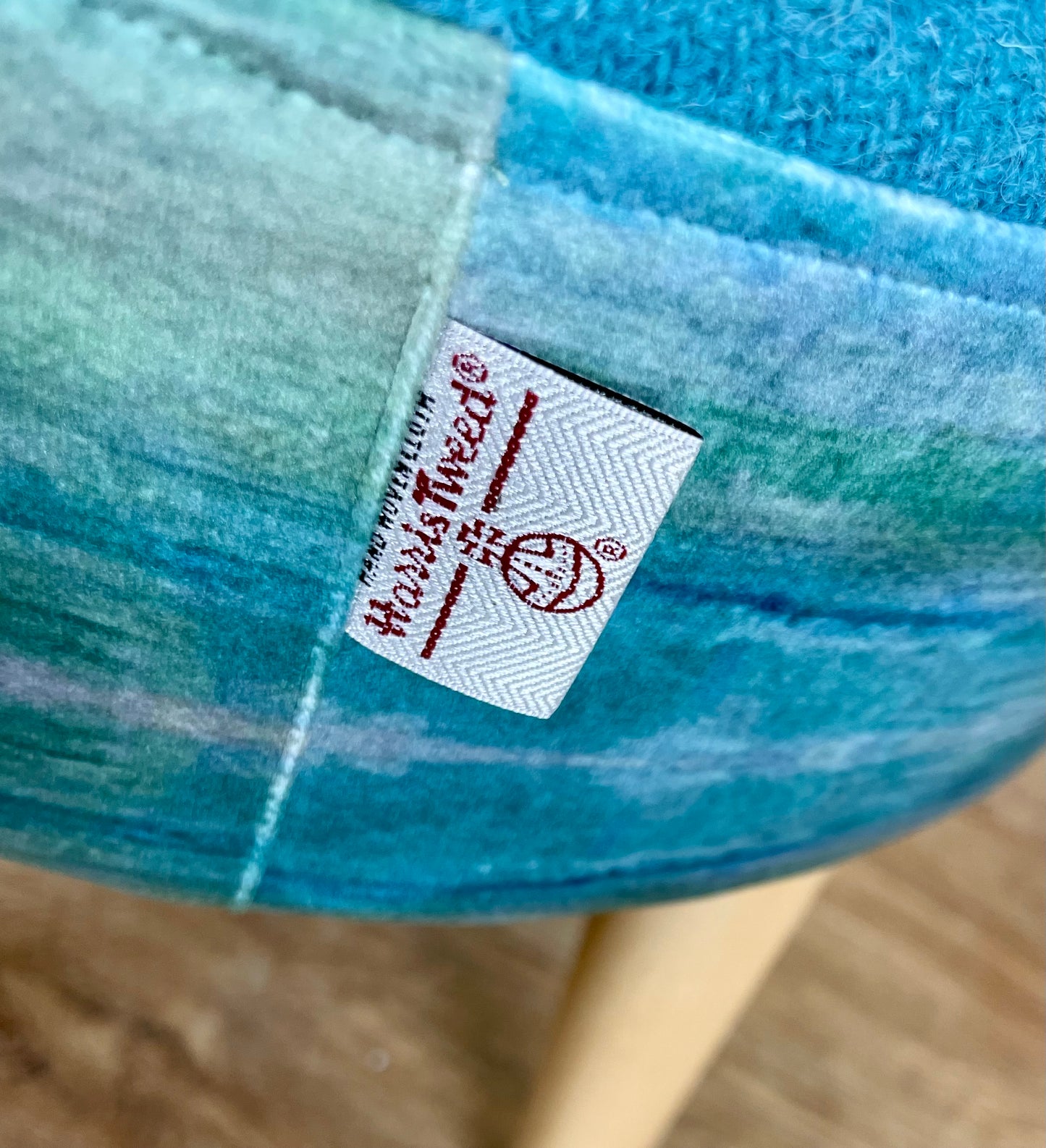 Emerald Sea Velvet and Turquoise Harris Tweed Footstool