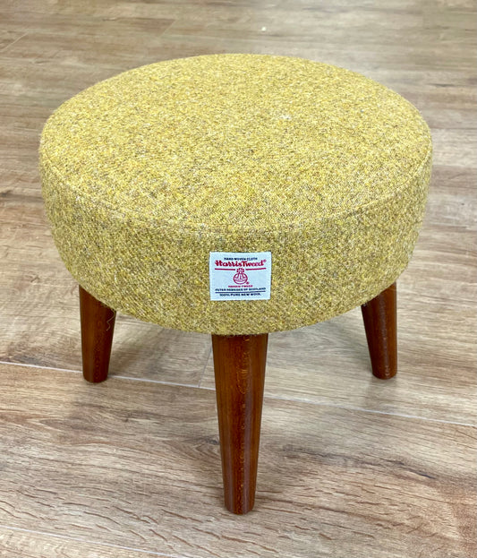 Mustard Harris Tweed Footstool
