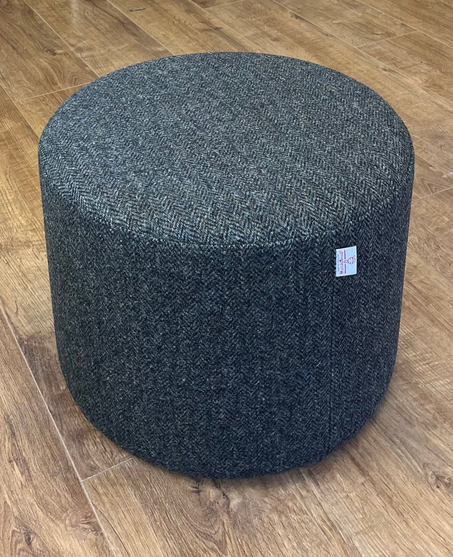 Charcoal Herringbone Harris Tweed Floating Footstool