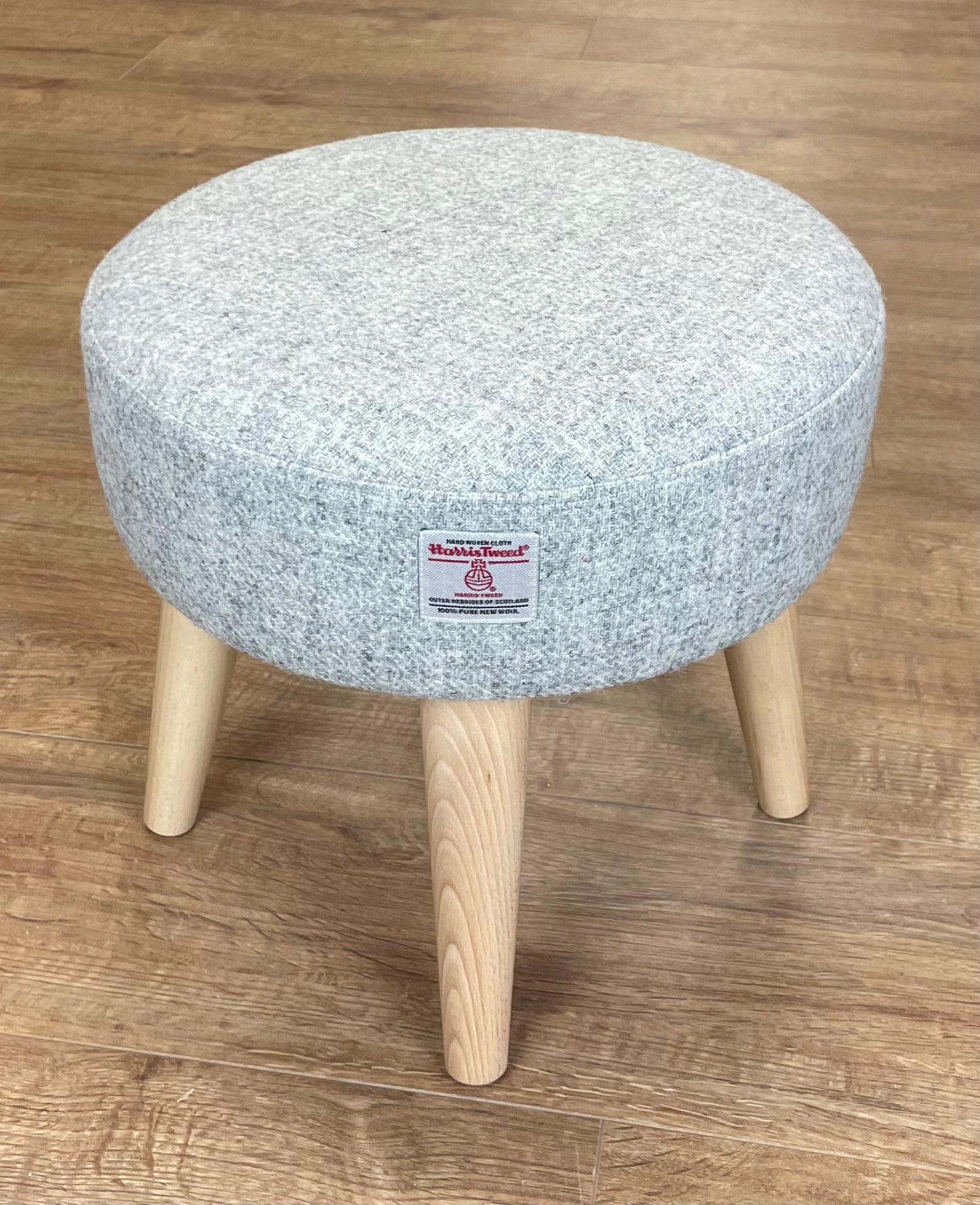 Small Light Grey Harris Tweed Footstool