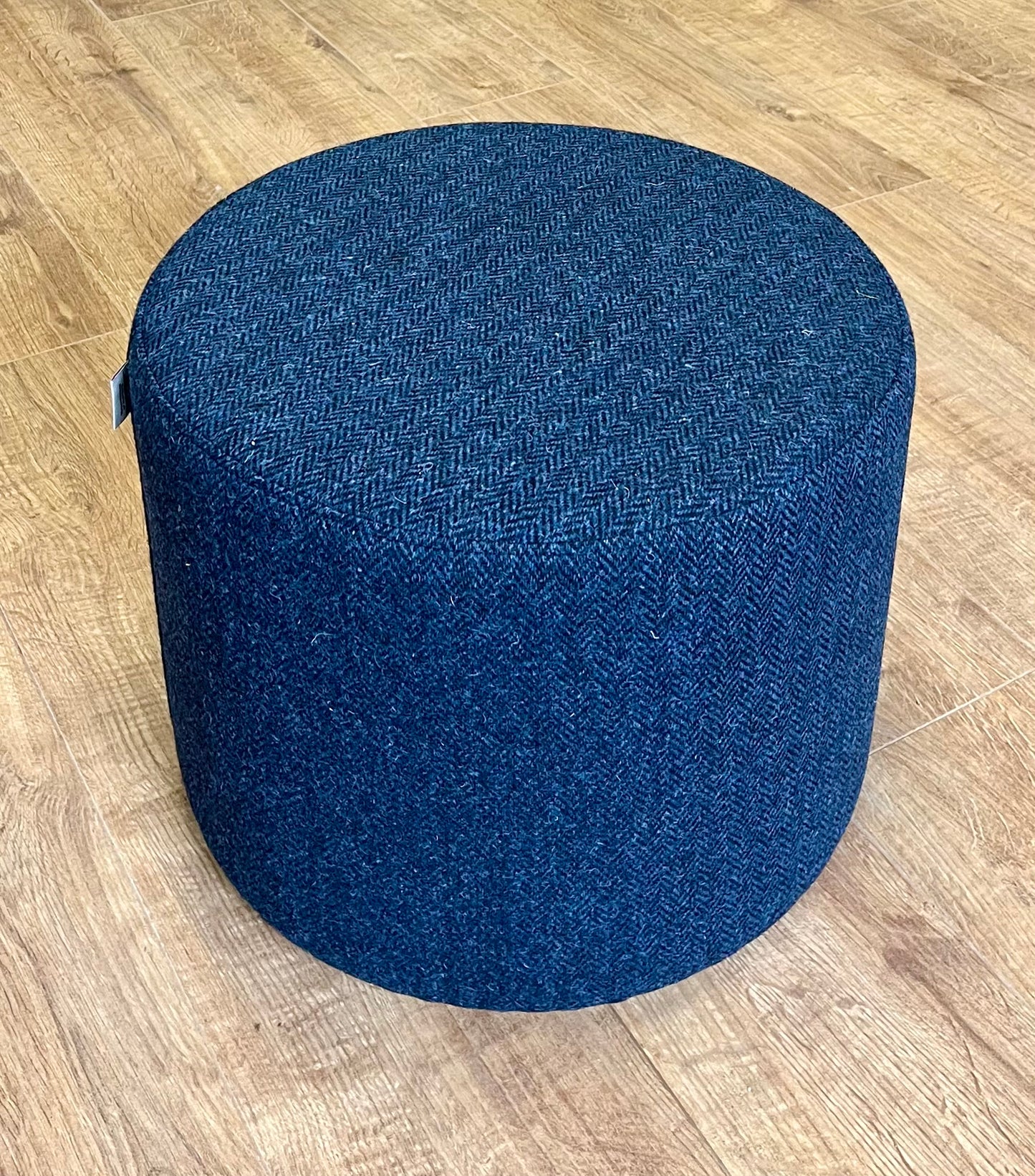 Navy Blue Herringbone Harris Tweed Floating Footstool