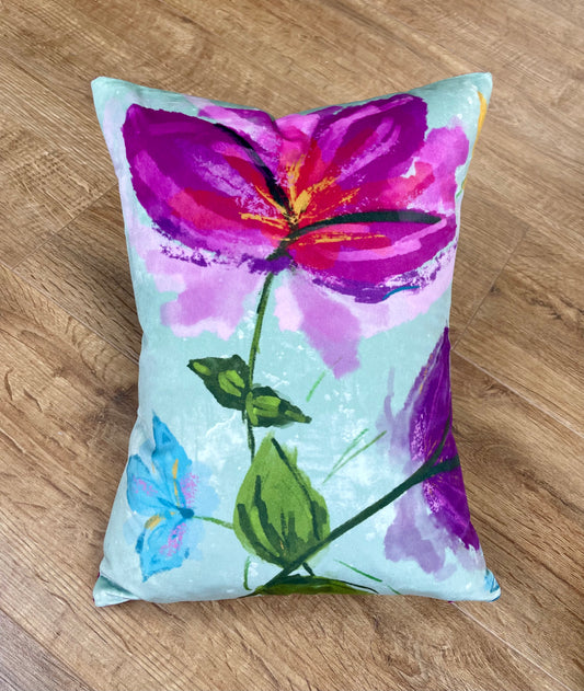 Spring Time Velvet and Fuchsia Harris Tweed Cushion