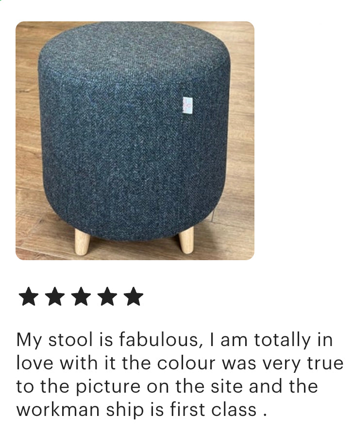 Charcoal Herringbone Harris Tweed Chunky Footstool
