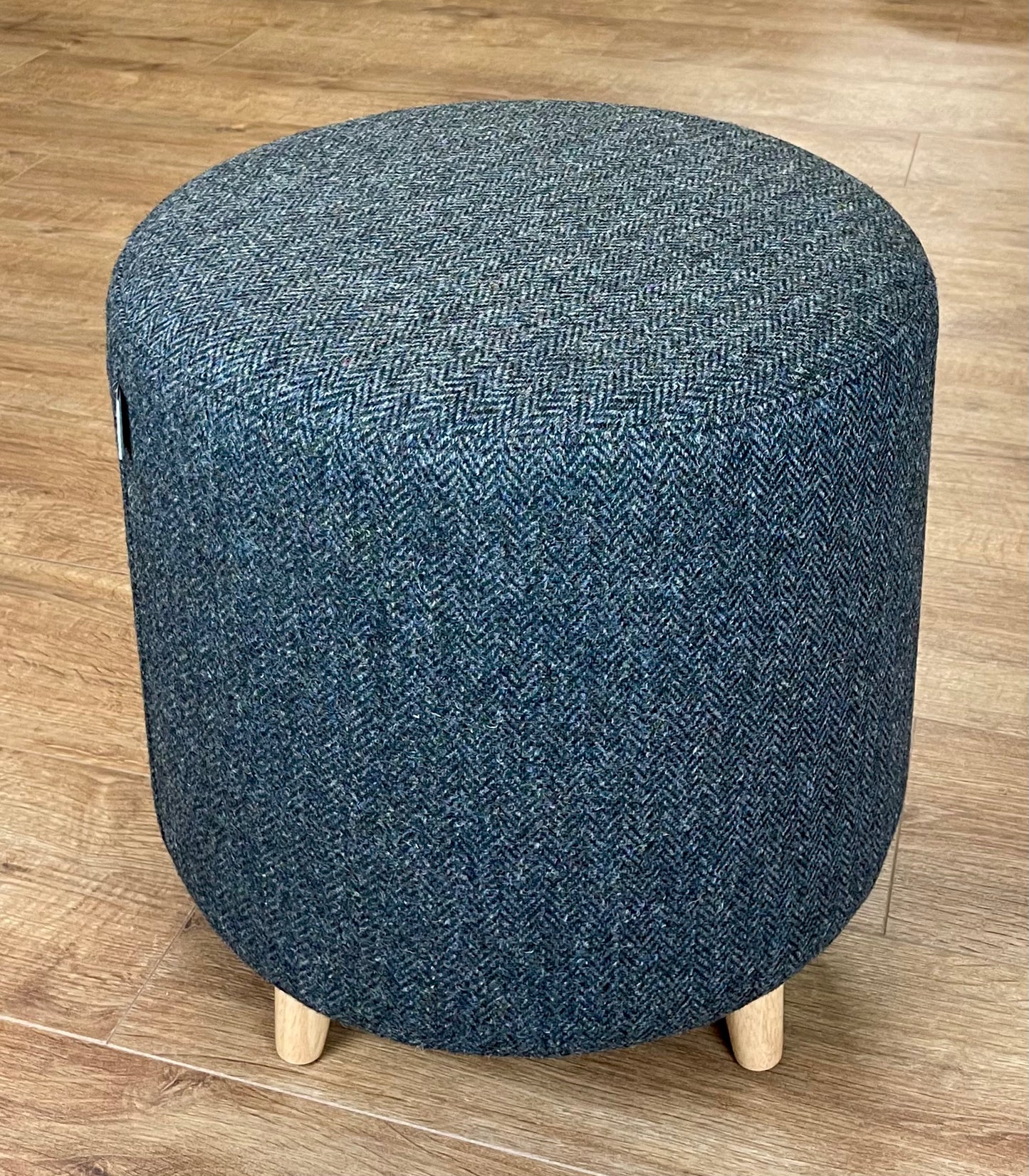 Charcoal Herringbone Harris Tweed Chunky Footstool
