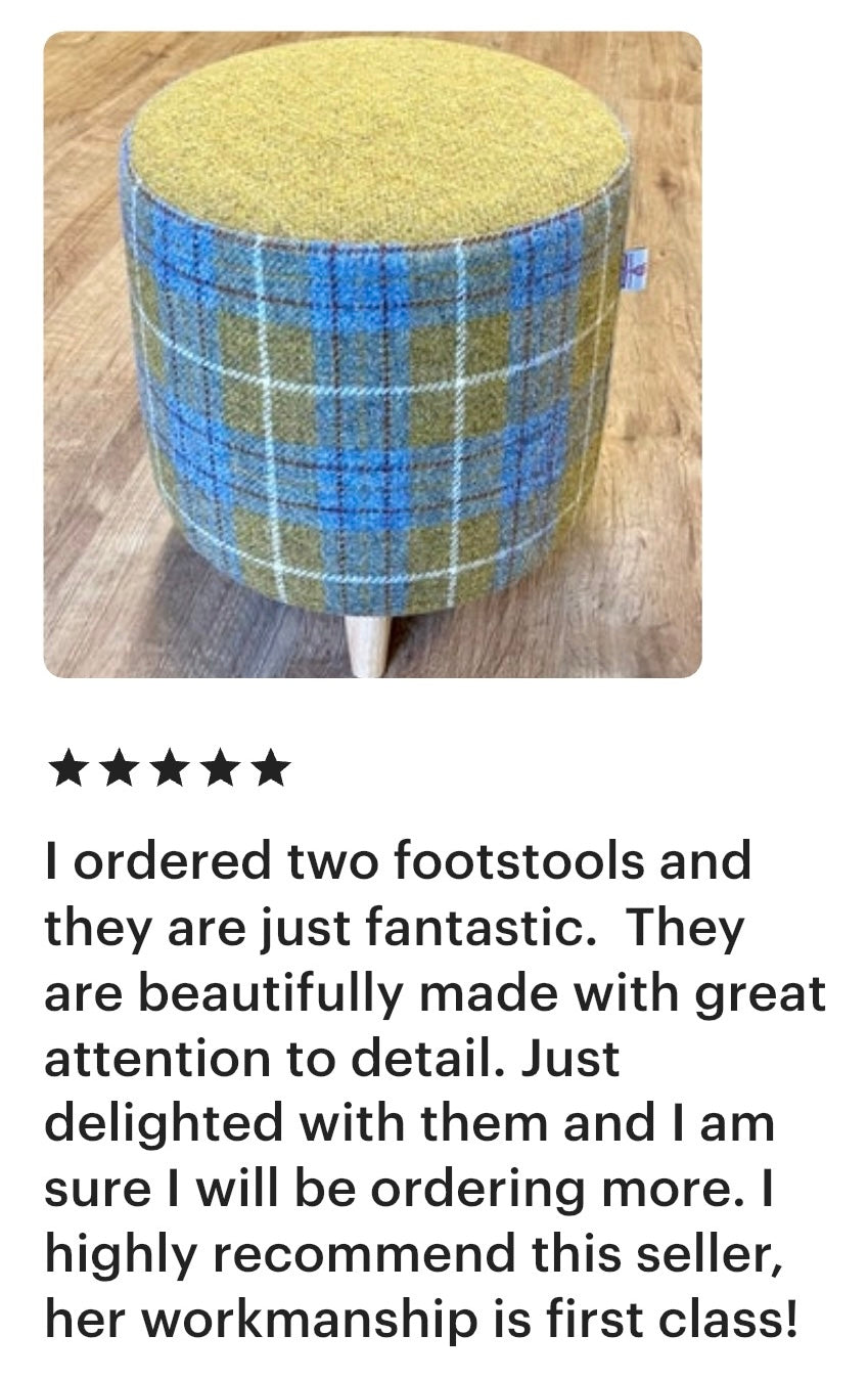 Mustard and Tartan Harris Tweed Footstool