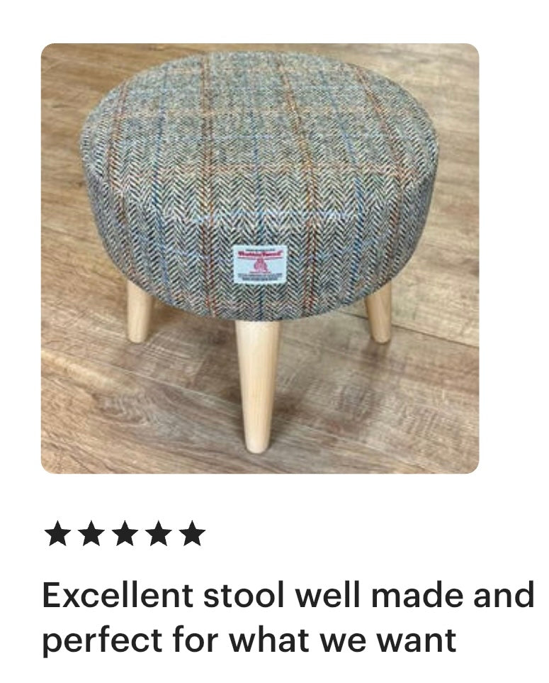 Harris Tweed Overcheck Herringbone Small Footstool