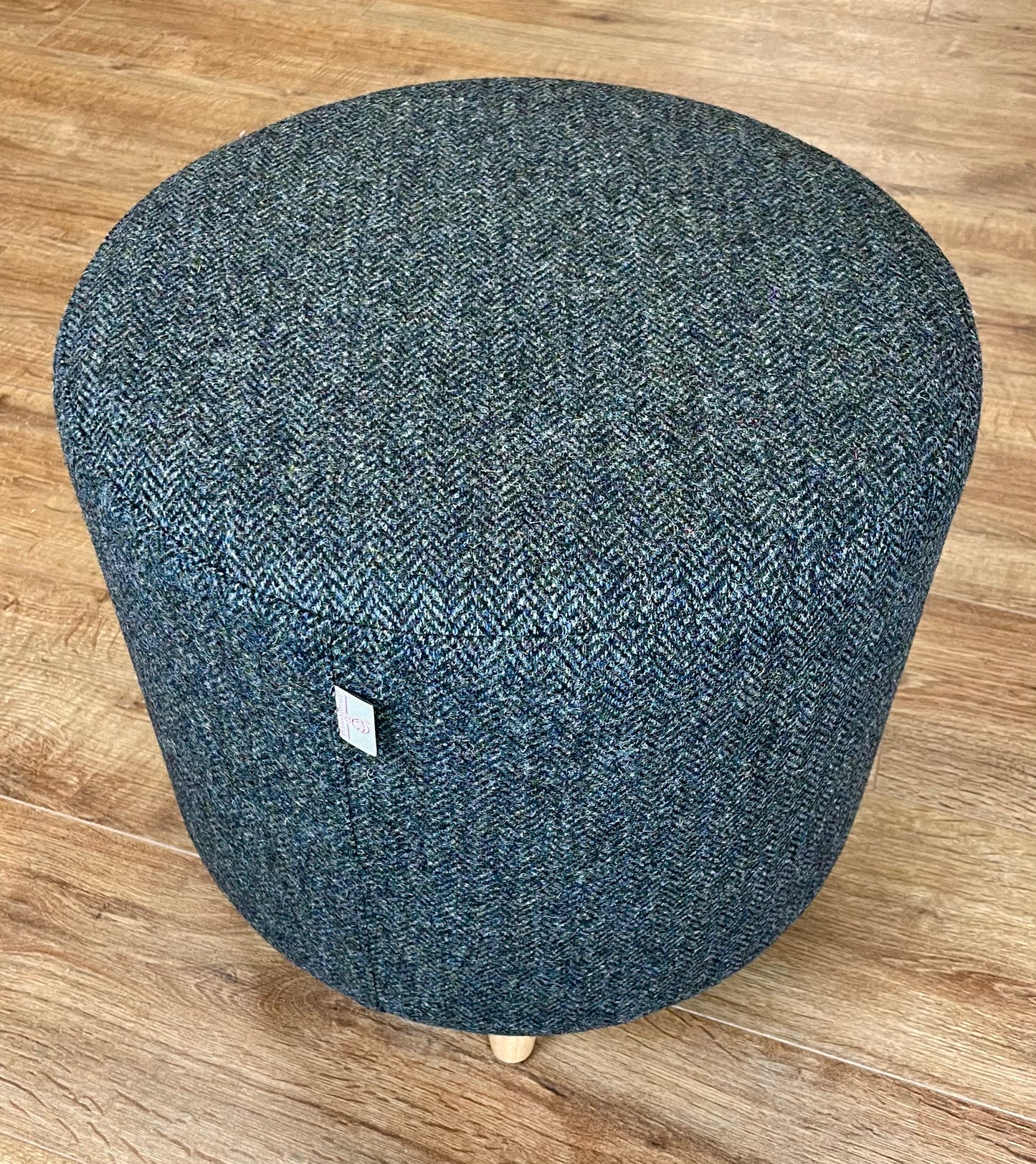 Charcoal Herringbone Harris Tweed Chunky Footstool