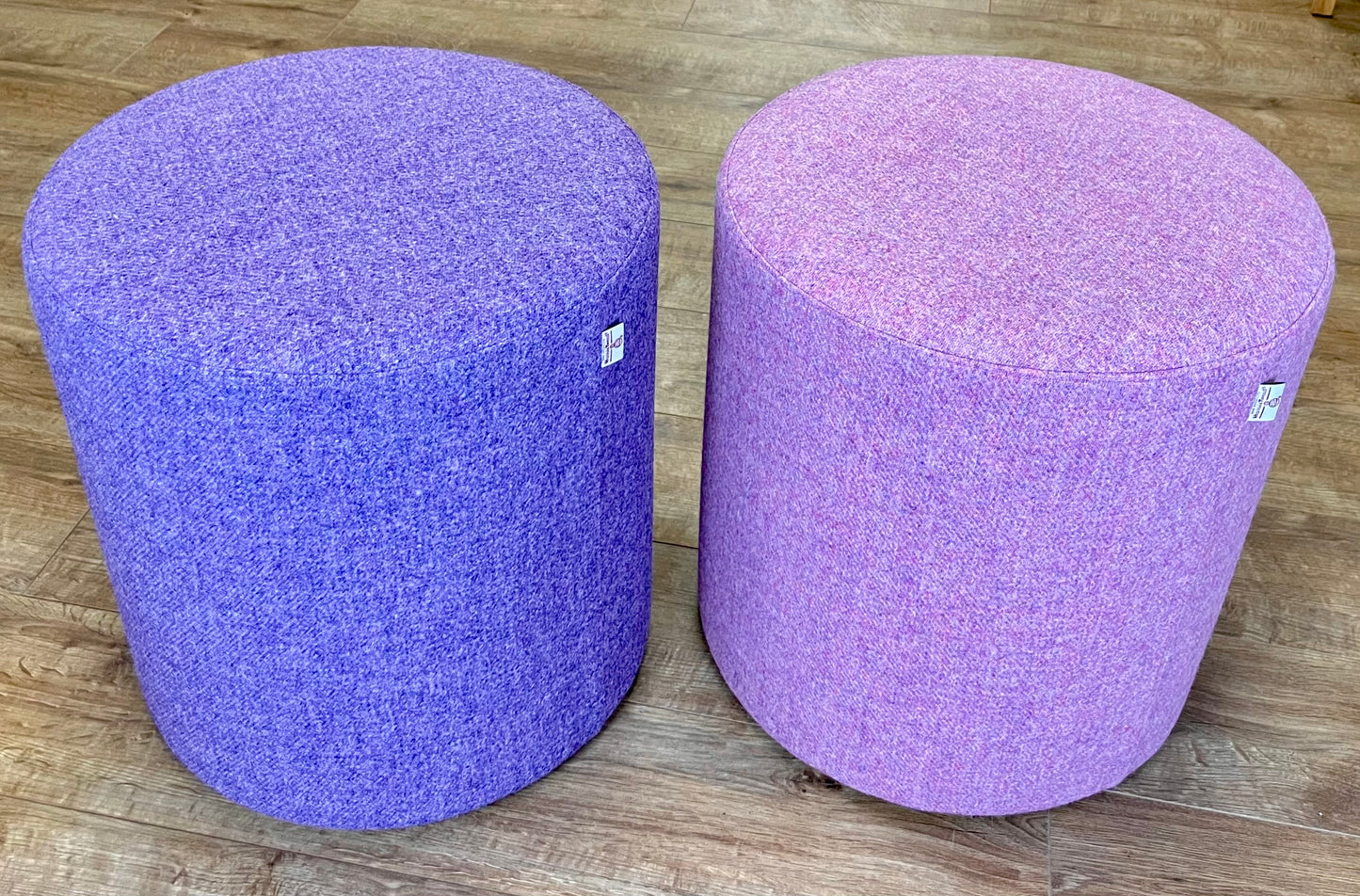 Large Pink Lilac Harris Tweed Chunky Stool / Footstool