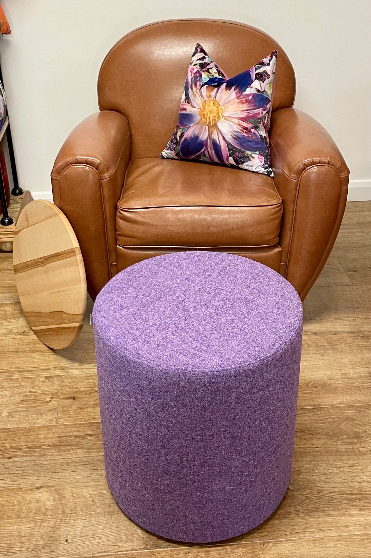 Purple Harris Tweed Chunky Footstool Table