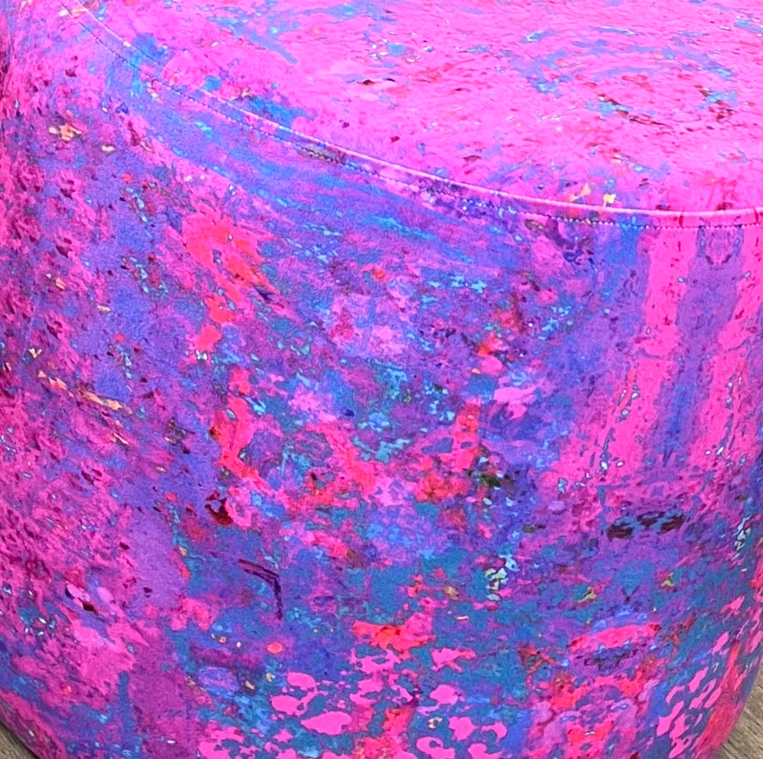 Pink Explosion Velvet Floating Footstool