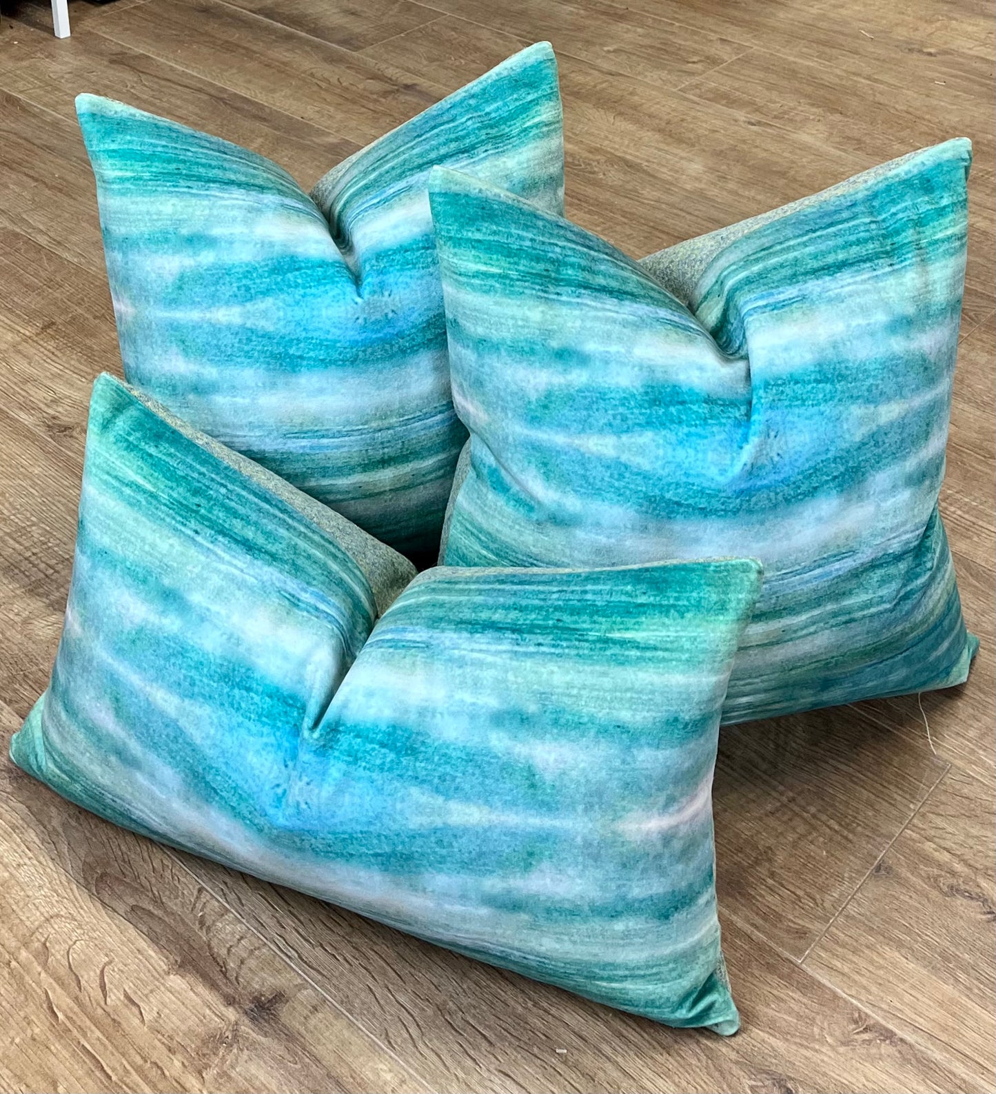 Emerald Sea Velvet and Harris Tweed Oblong Cushion