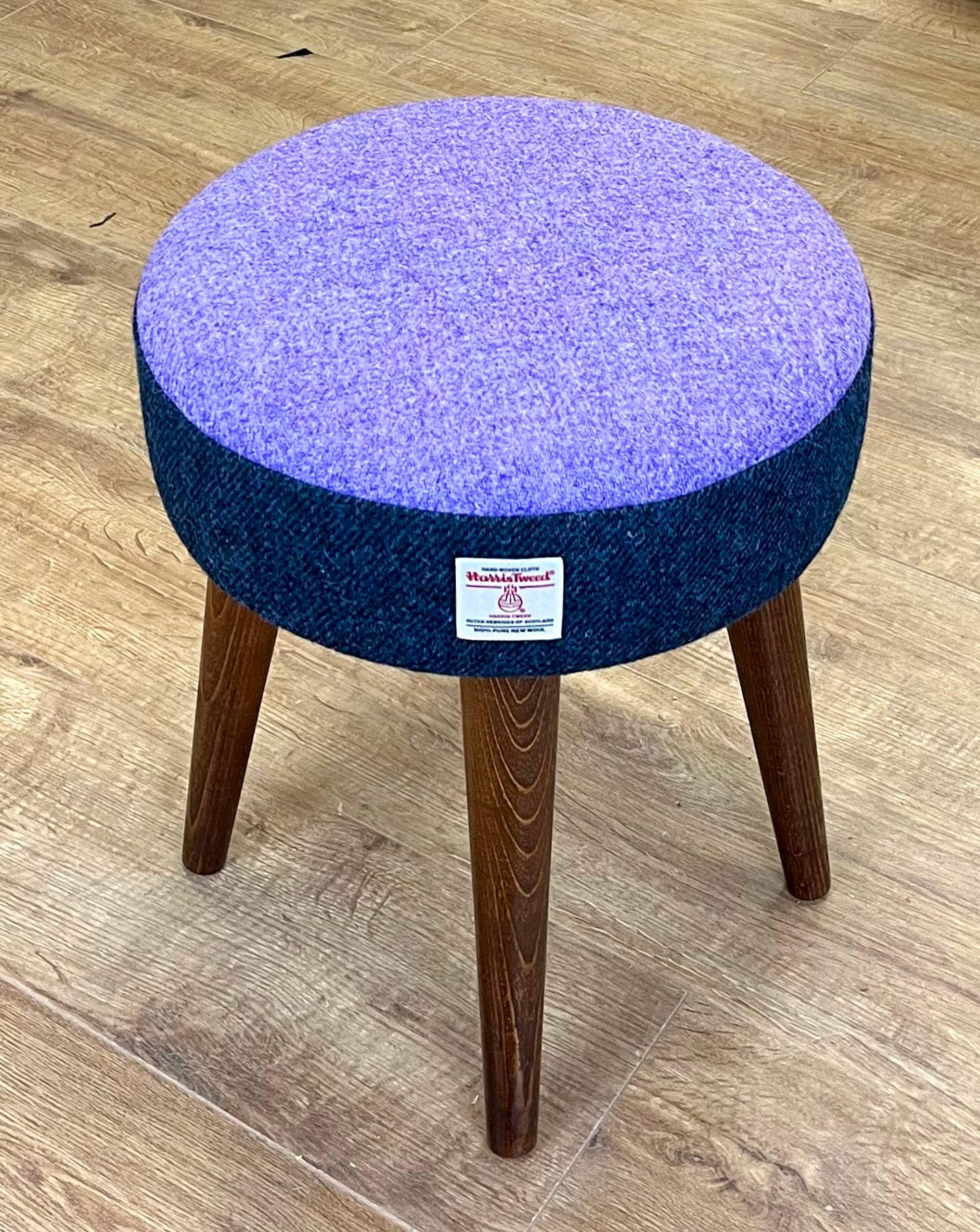 Two Tone Lilac & Navy Harris Tweed Small Stool
