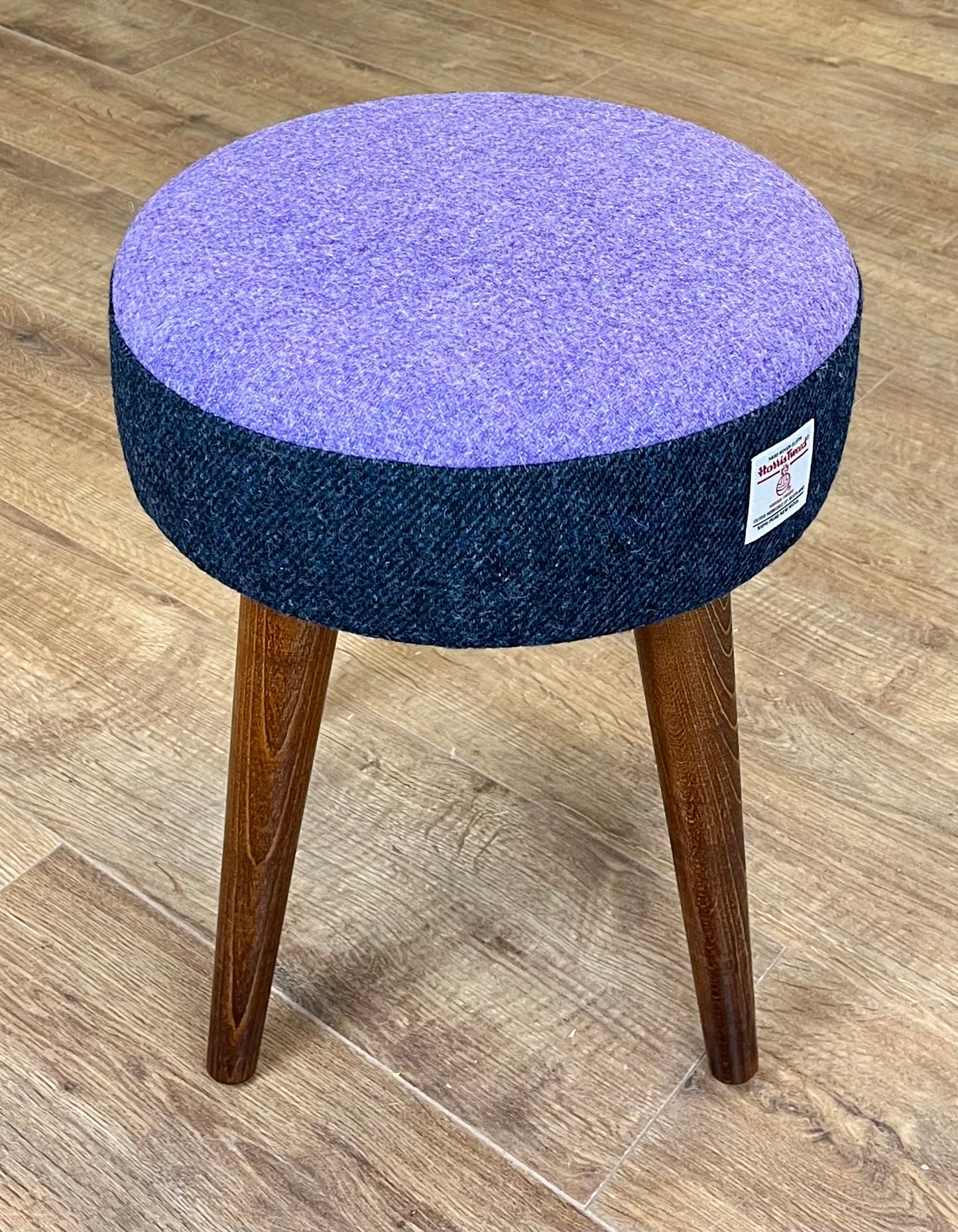 Two Tone Lilac & Navy Harris Tweed Small Stool