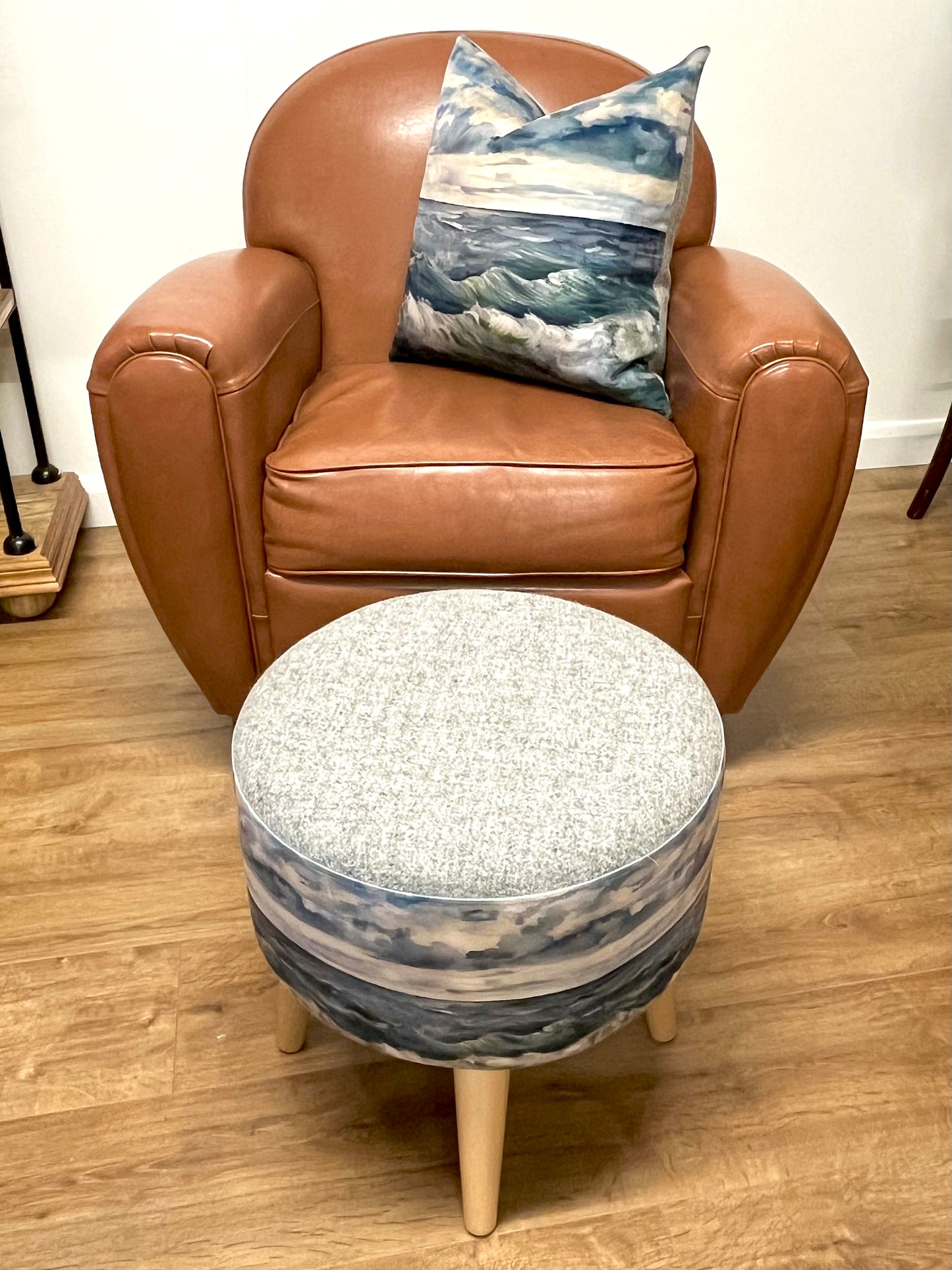 Sheigra Velvet and Grey Harris Tweed Cushion 20”