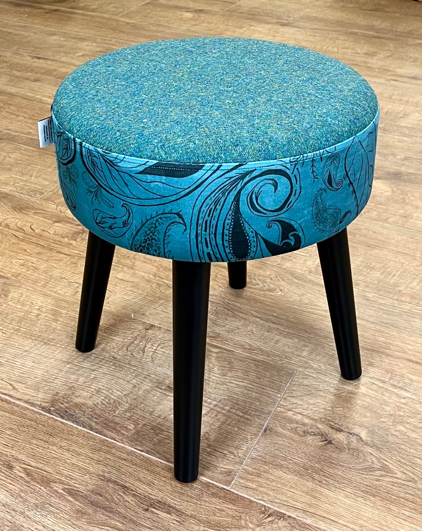 Paisley Pattern Velvet and Harris Tweed Small Stool