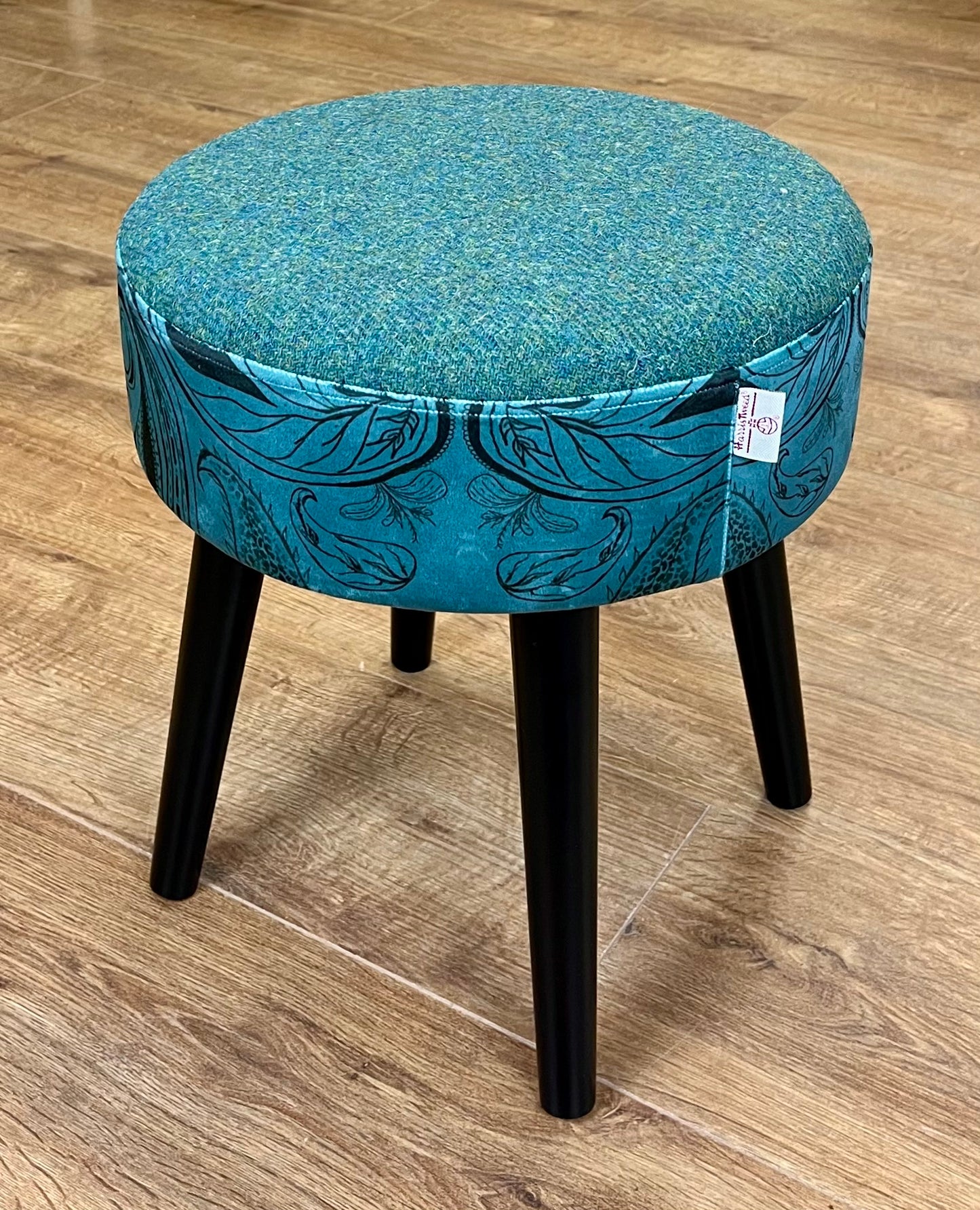 Paisley Pattern Velvet and Harris Tweed Small Stool