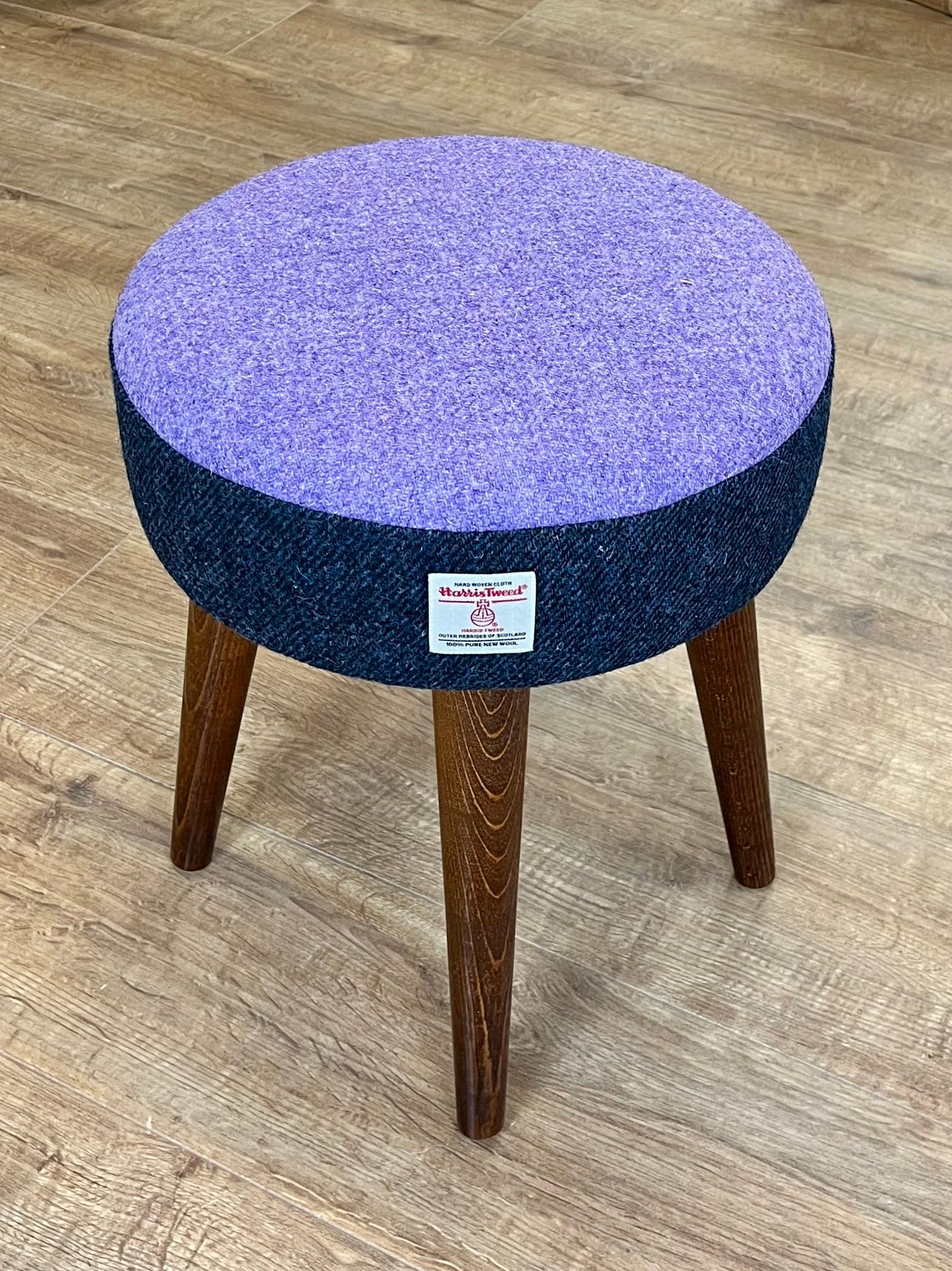 Two Tone Lilac & Navy Harris Tweed Small Stool
