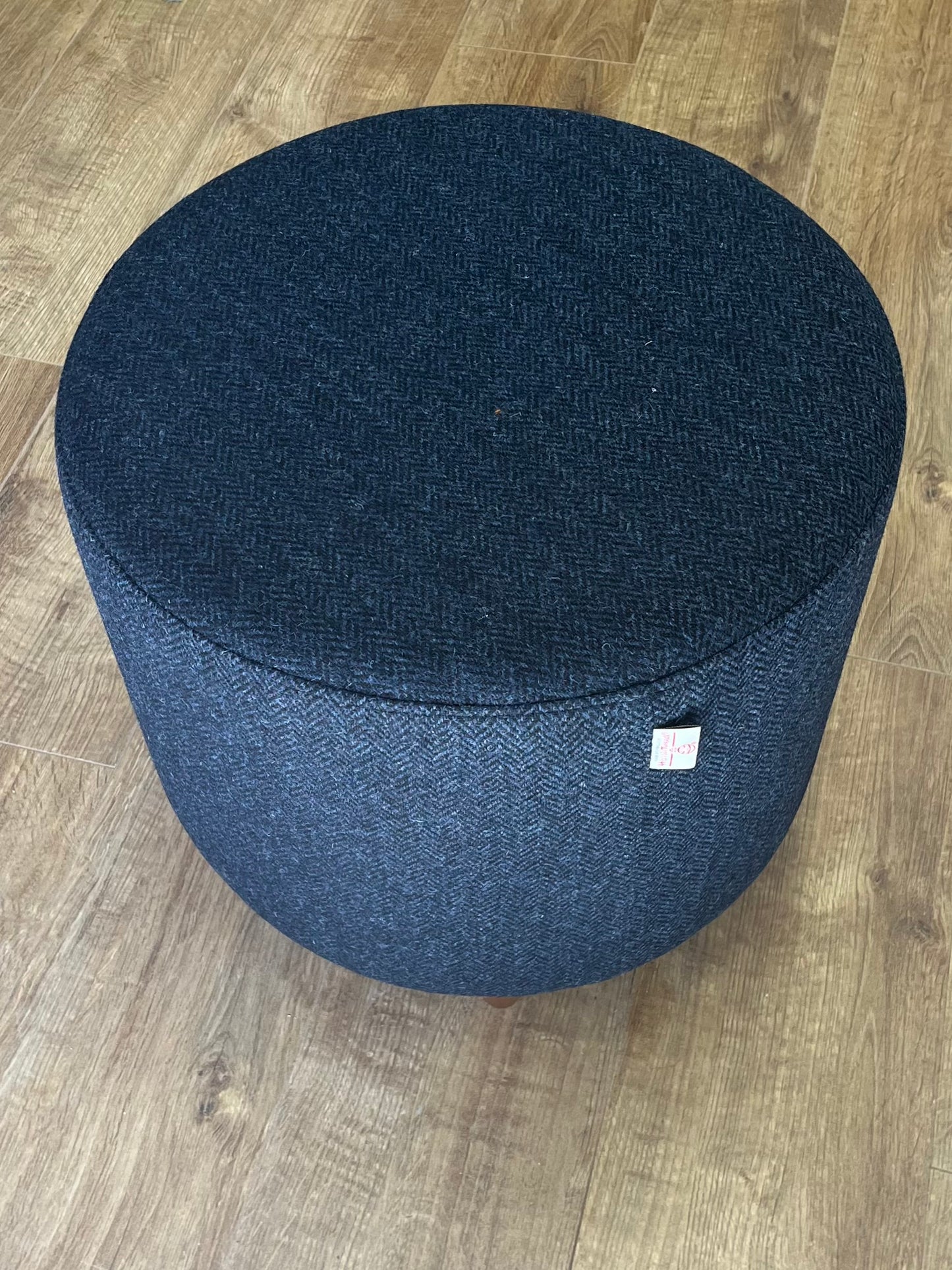 Navy Blue Harris Tweed Chunky Footstool