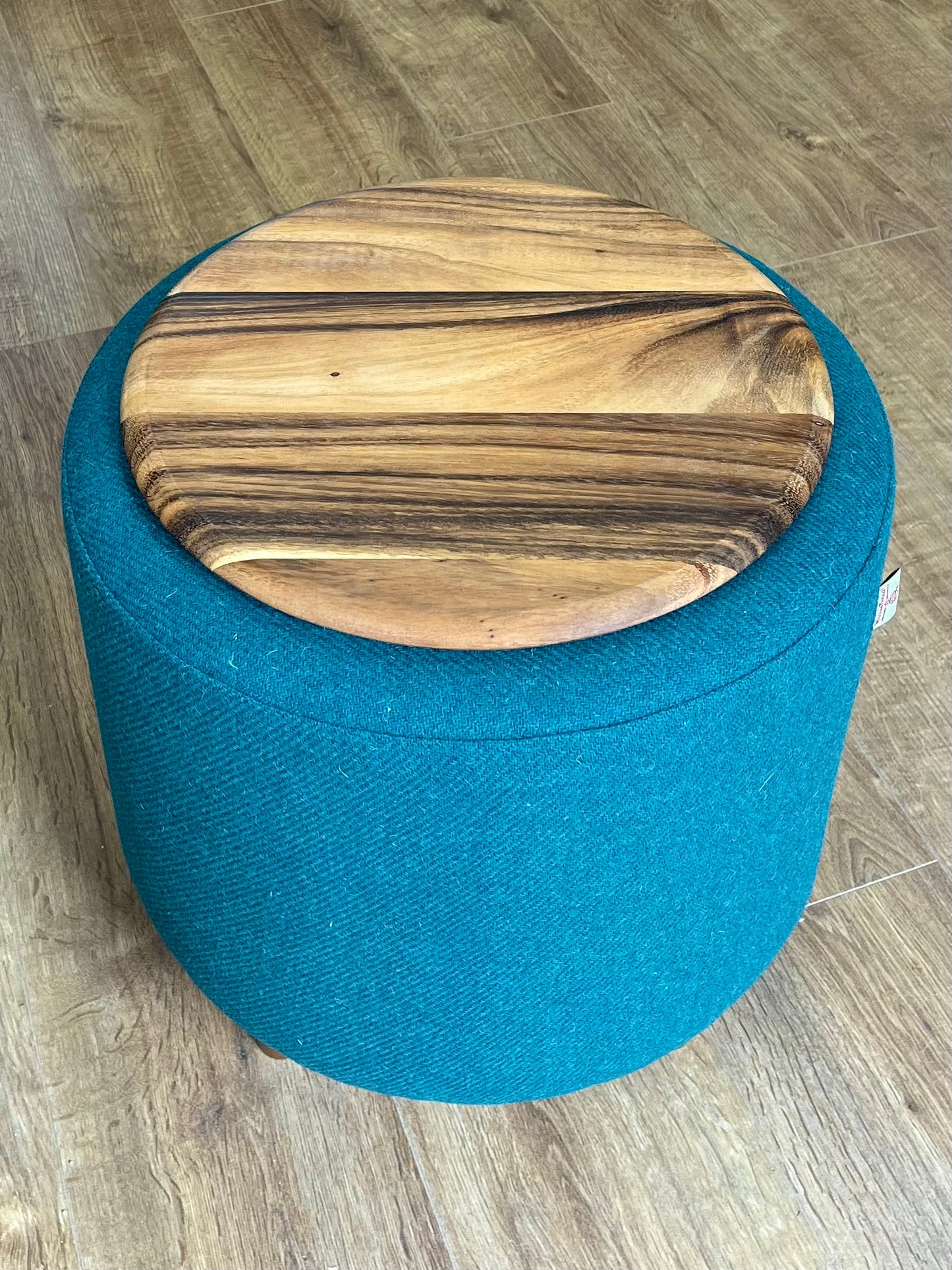 Teal Harris Tweed Chunky Table Footstool