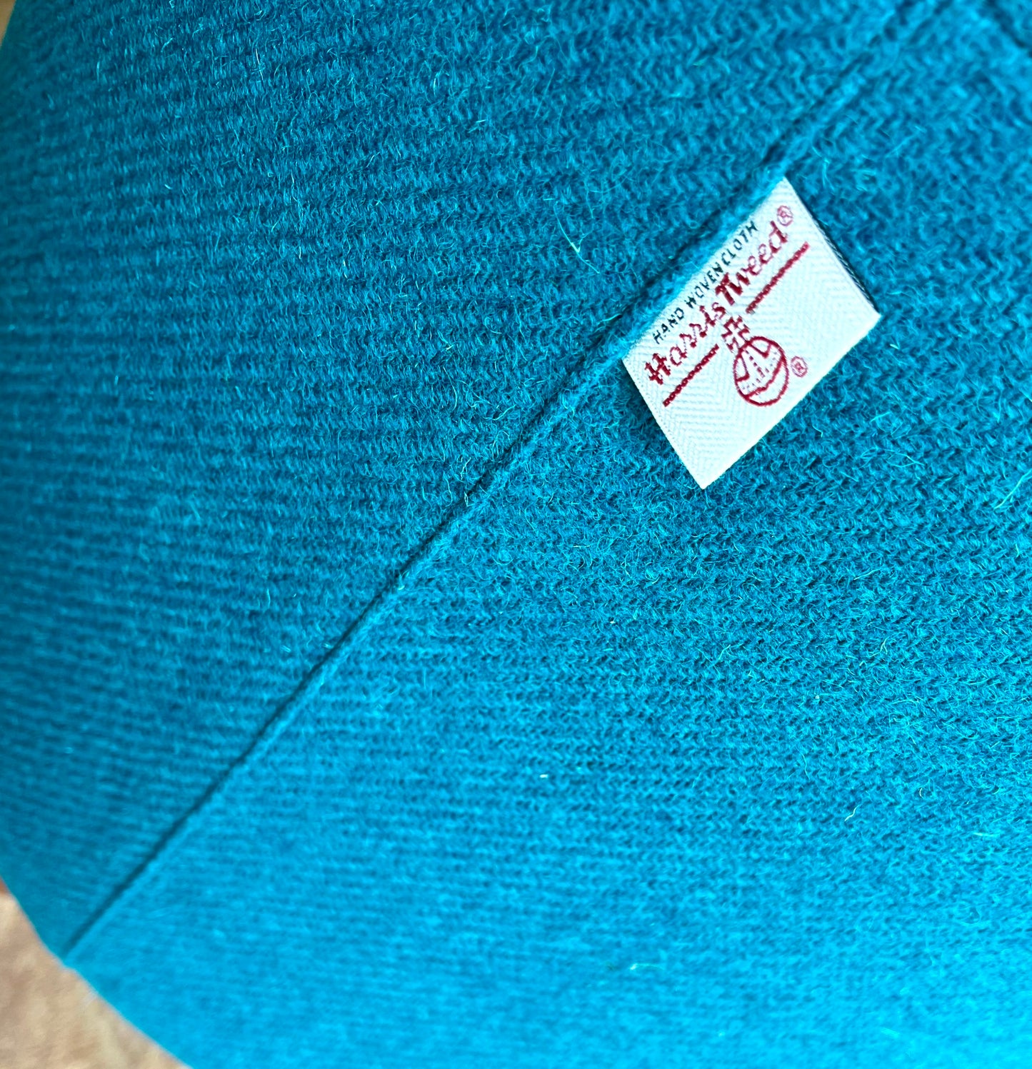 Teal Harris Tweed Chunky Table Footstool