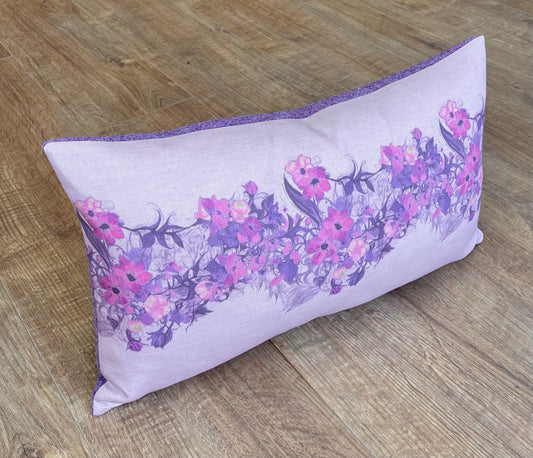 Lilac Vines Linen and Harris Tweed Oblong Cushion