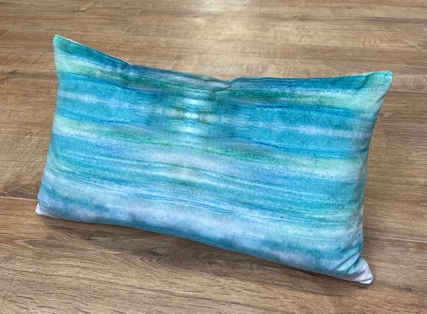 Emerald Sea Velvet and Harris Tweed Oblong Cushion