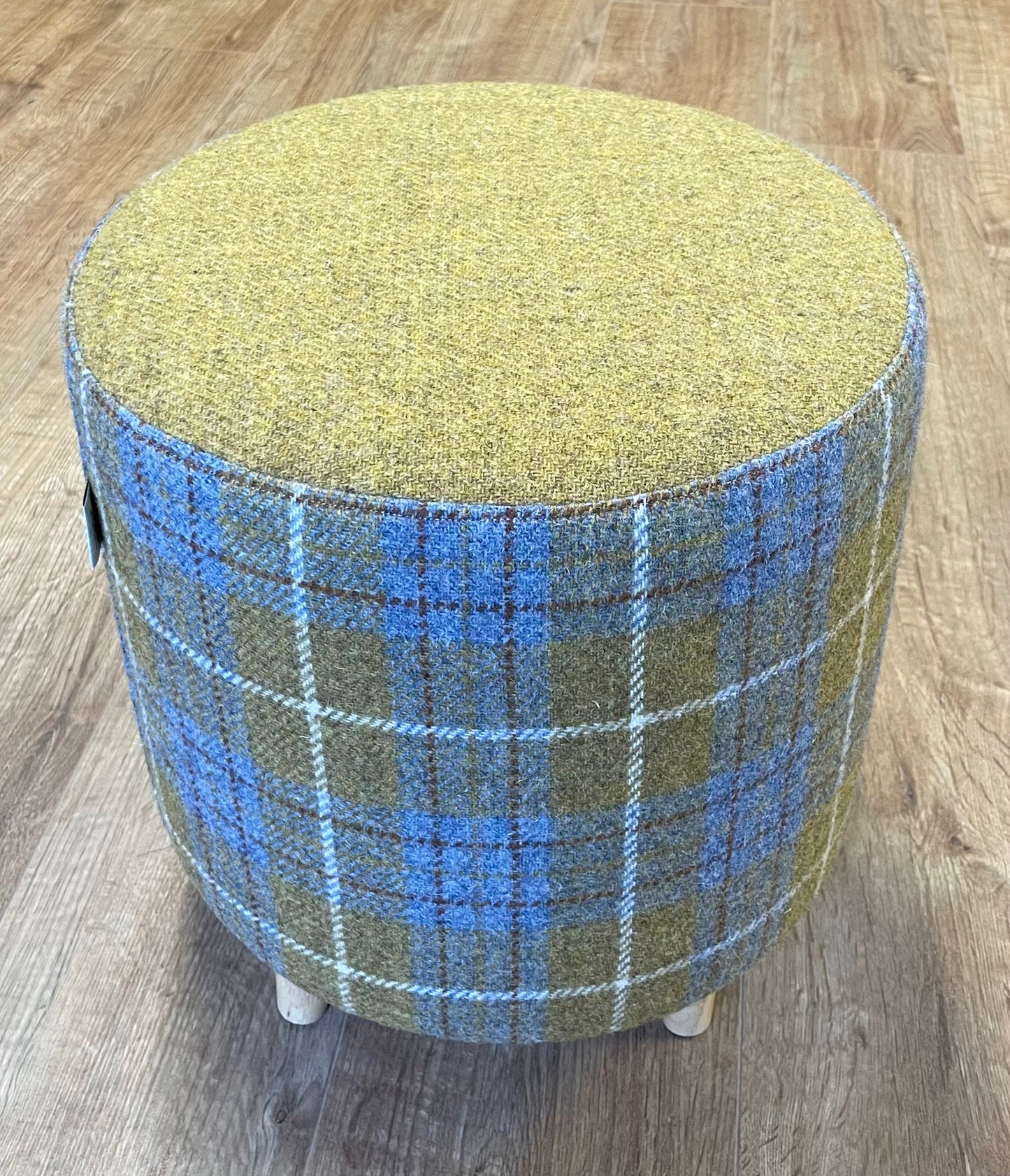 Mustard and Tartan Harris Tweed Footstool