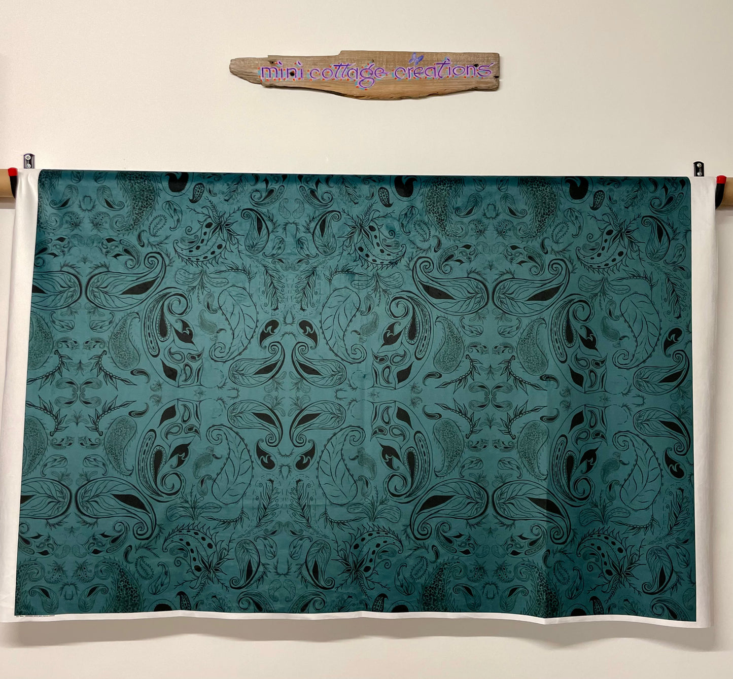 Blue Paisley Print Velvet Cushion 18”