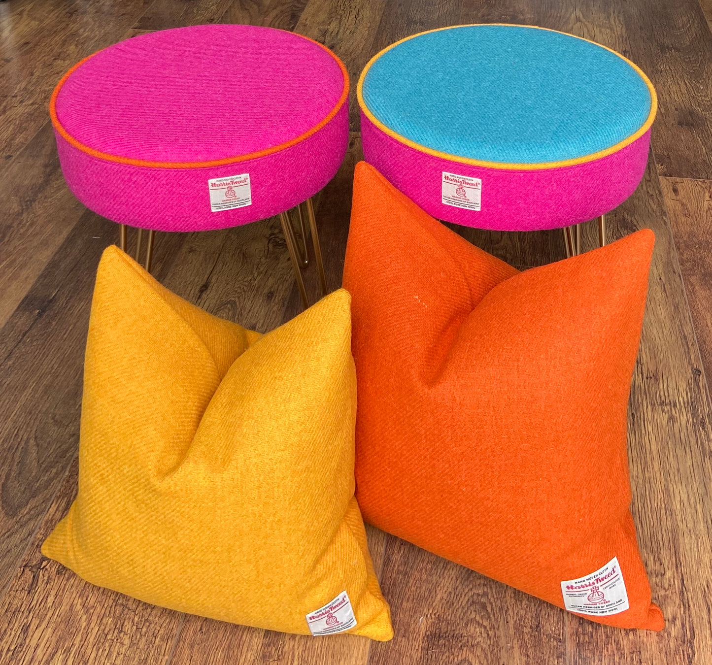 Rainbow Harris Tweed Hairpin Stool