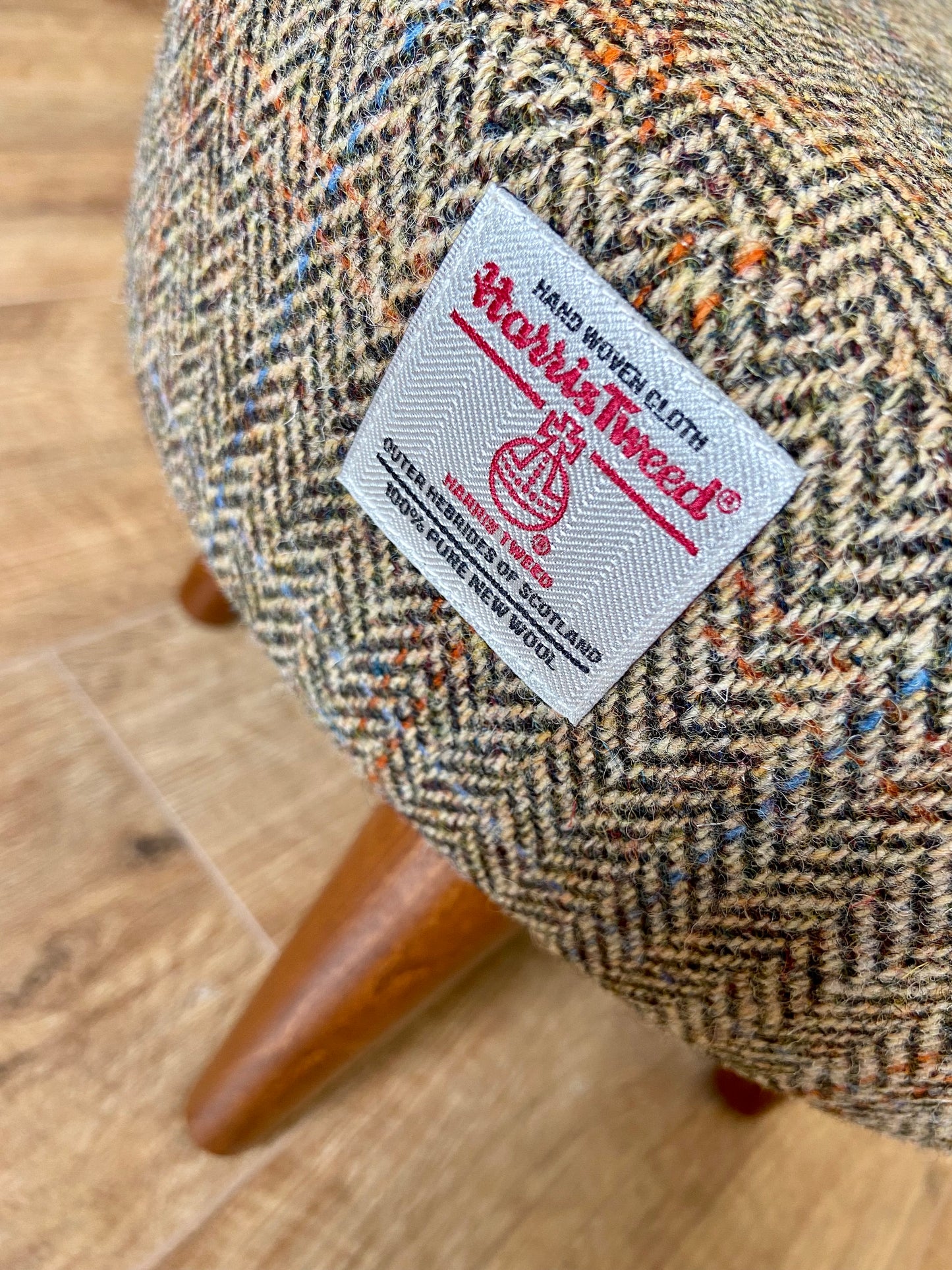 Harris Tweed Overcheck Herringbone Small Footstool