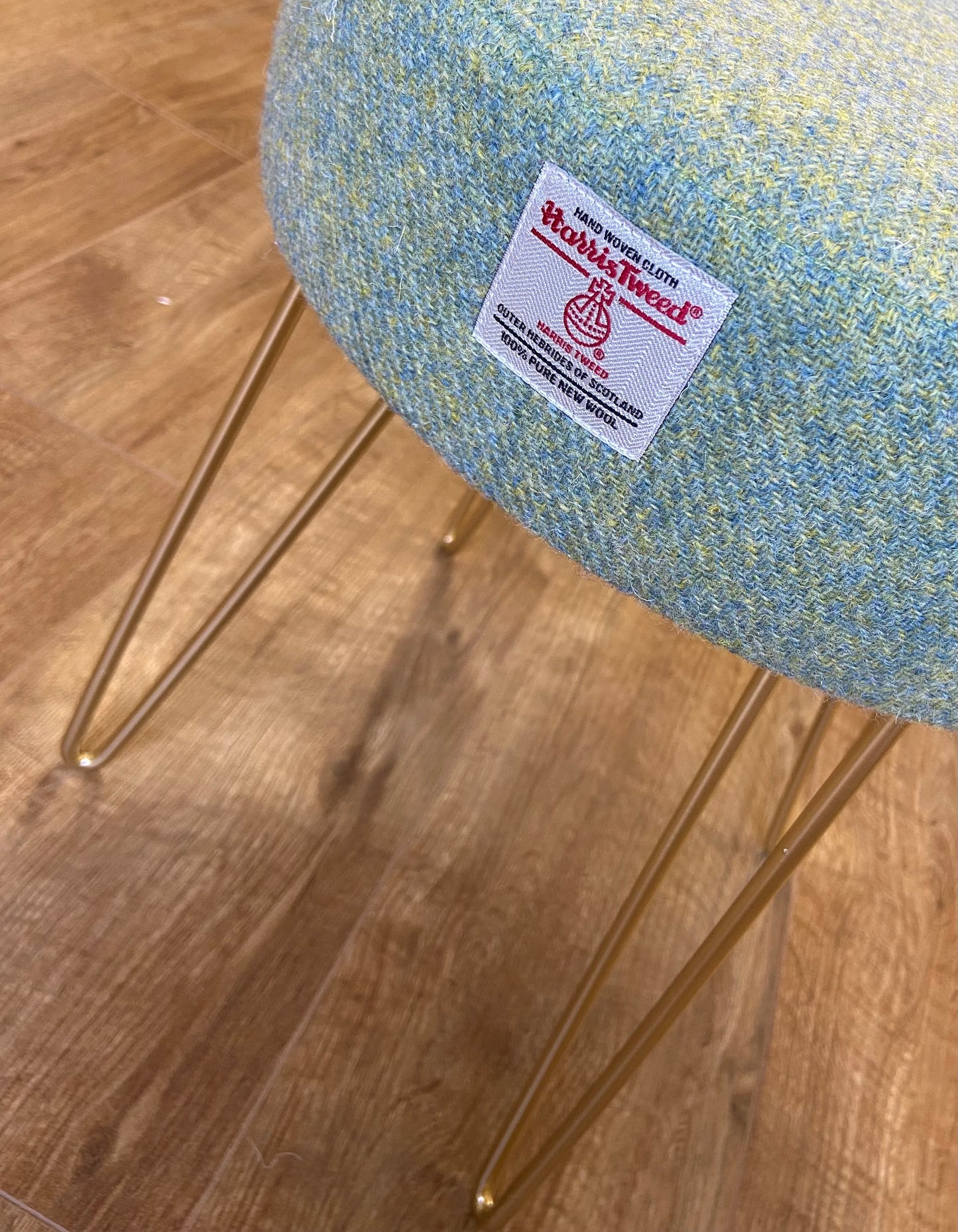 Light Green Harris Tweed Hairpin Stool