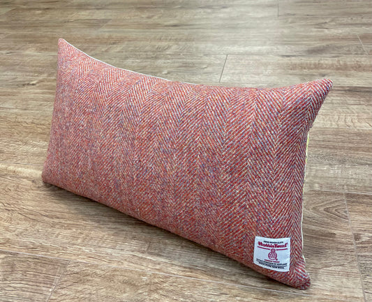 Highland Cow and Rust Harris Tweed Oblong Cushion