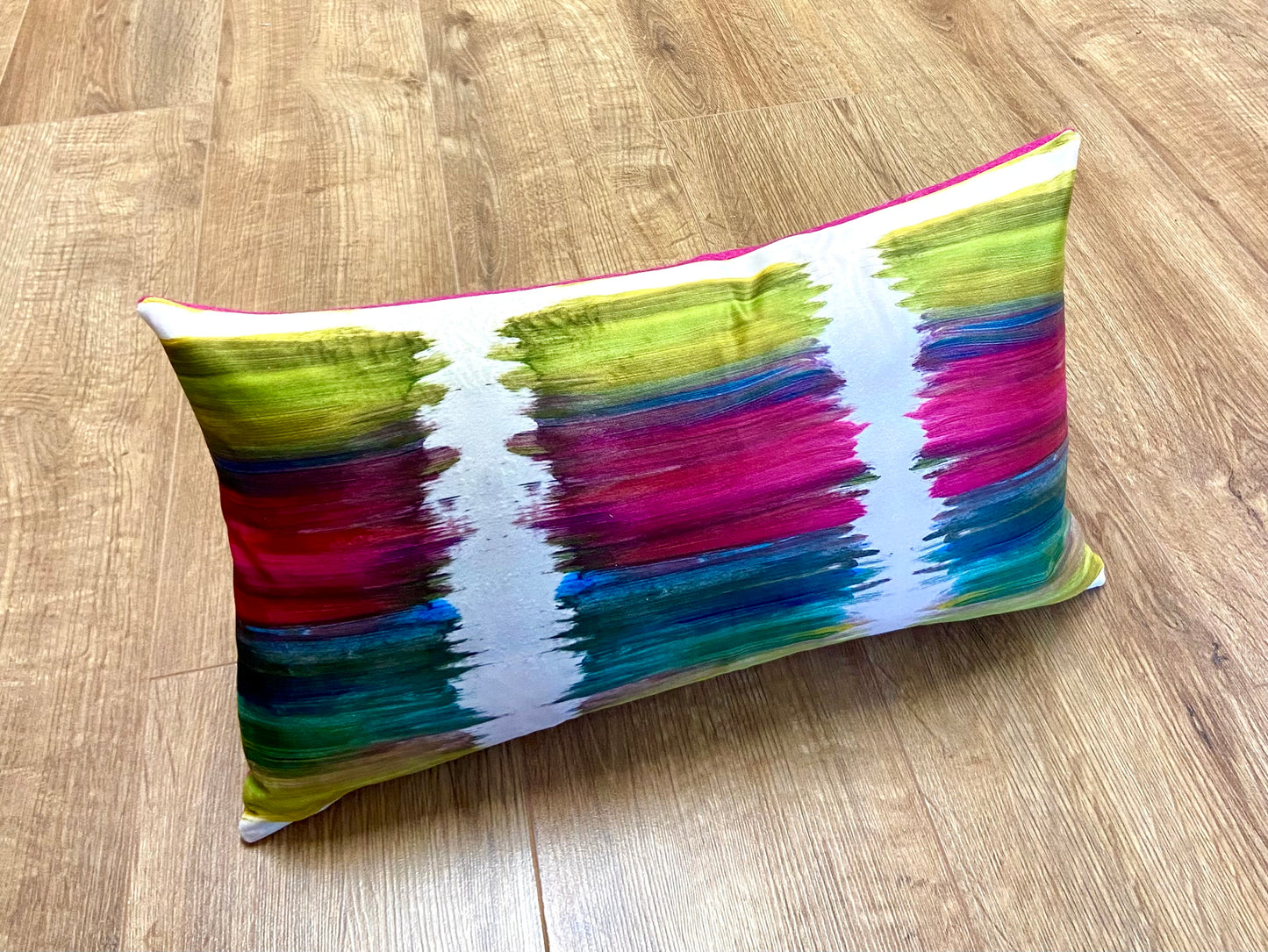 Paint Strokes Velvet and Pink Harris Tweed Oblong Cushion