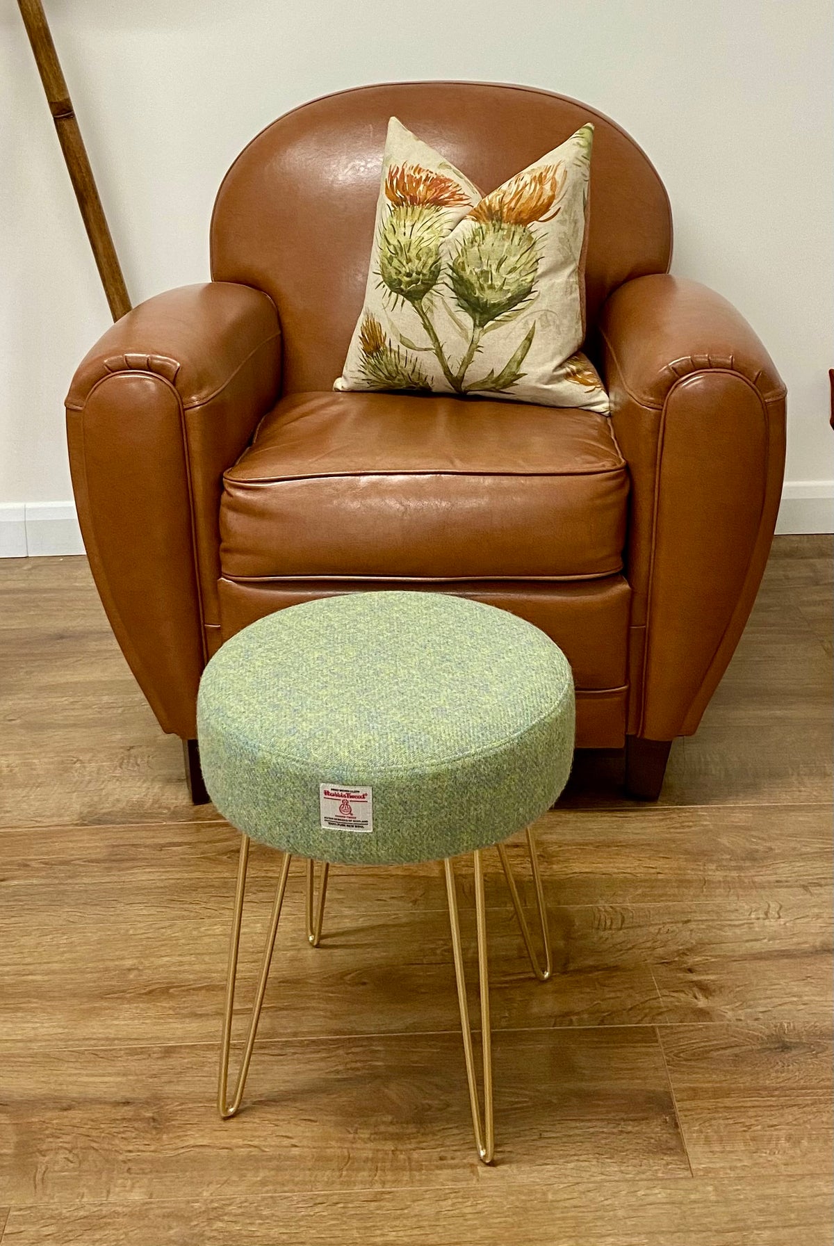 Light Green Harris Tweed Hairpin Stool