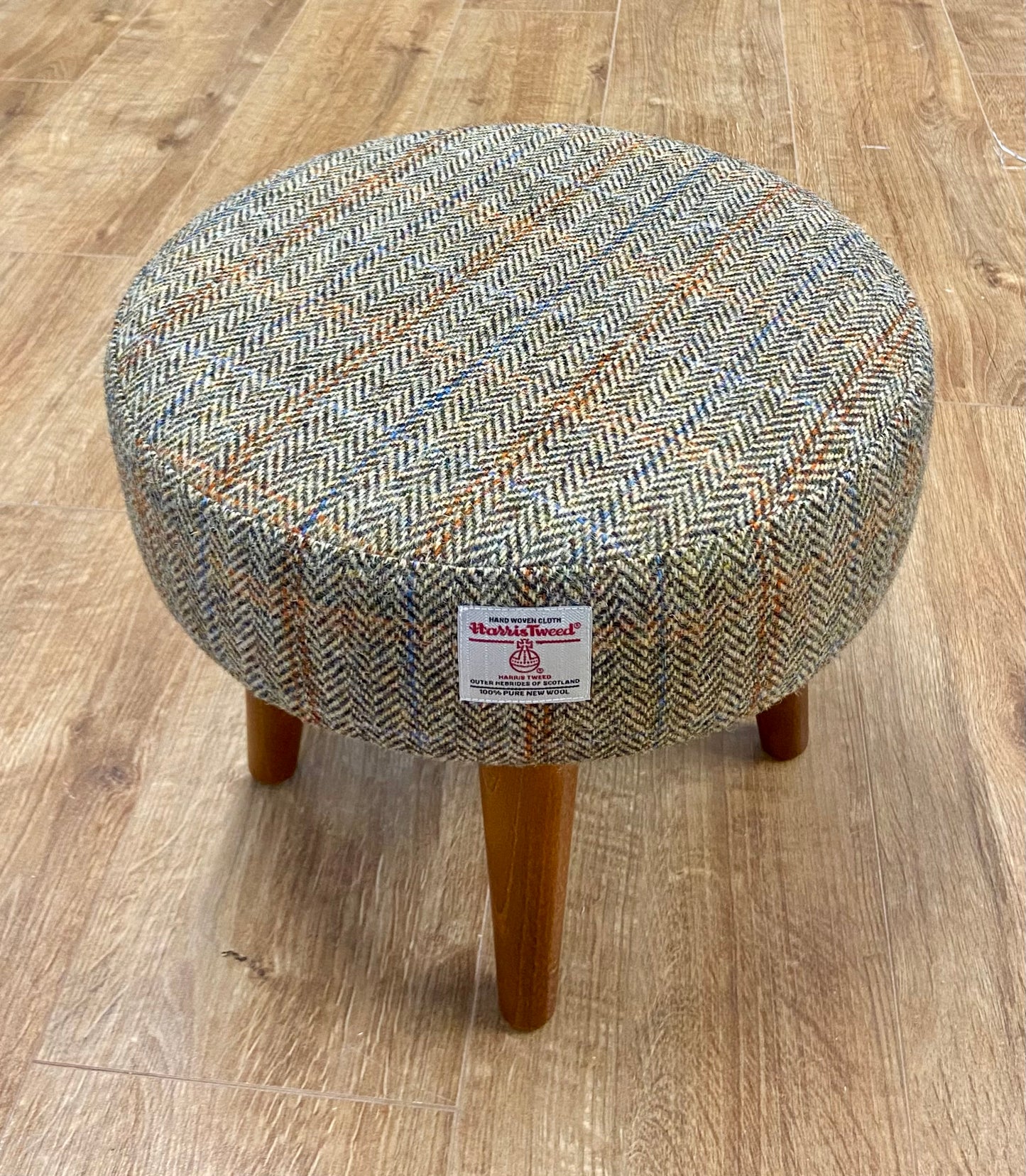 Harris Tweed Overcheck Herringbone Small Footstool