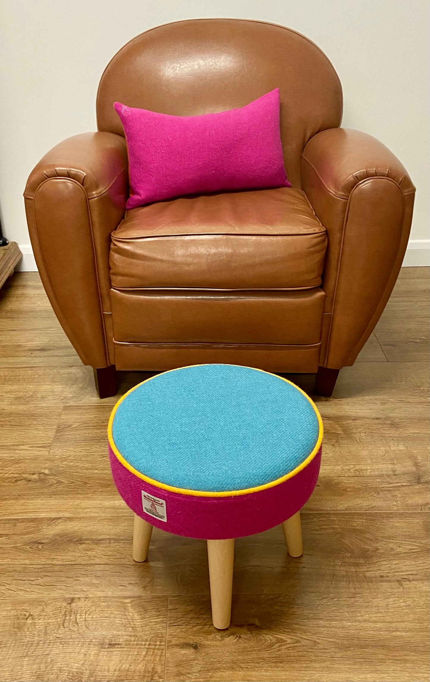 Small Harris Tweed Rainbow Footstool