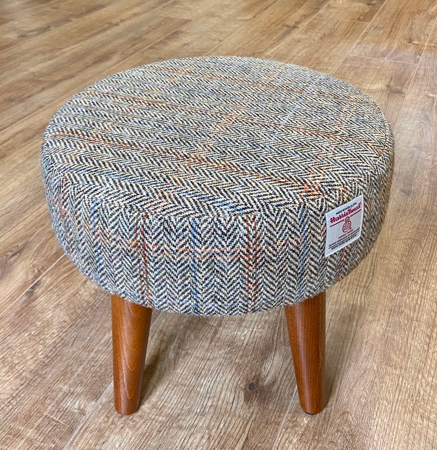 Harris Tweed Overcheck Herringbone Small Footstool