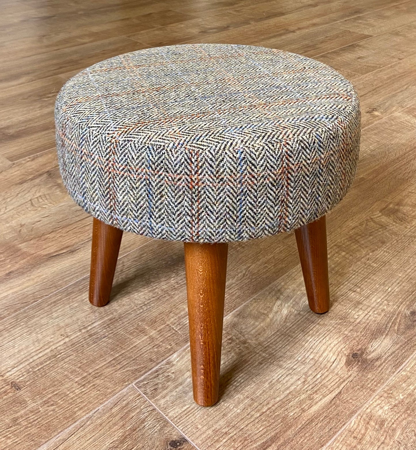 Harris Tweed Overcheck Herringbone Small Footstool